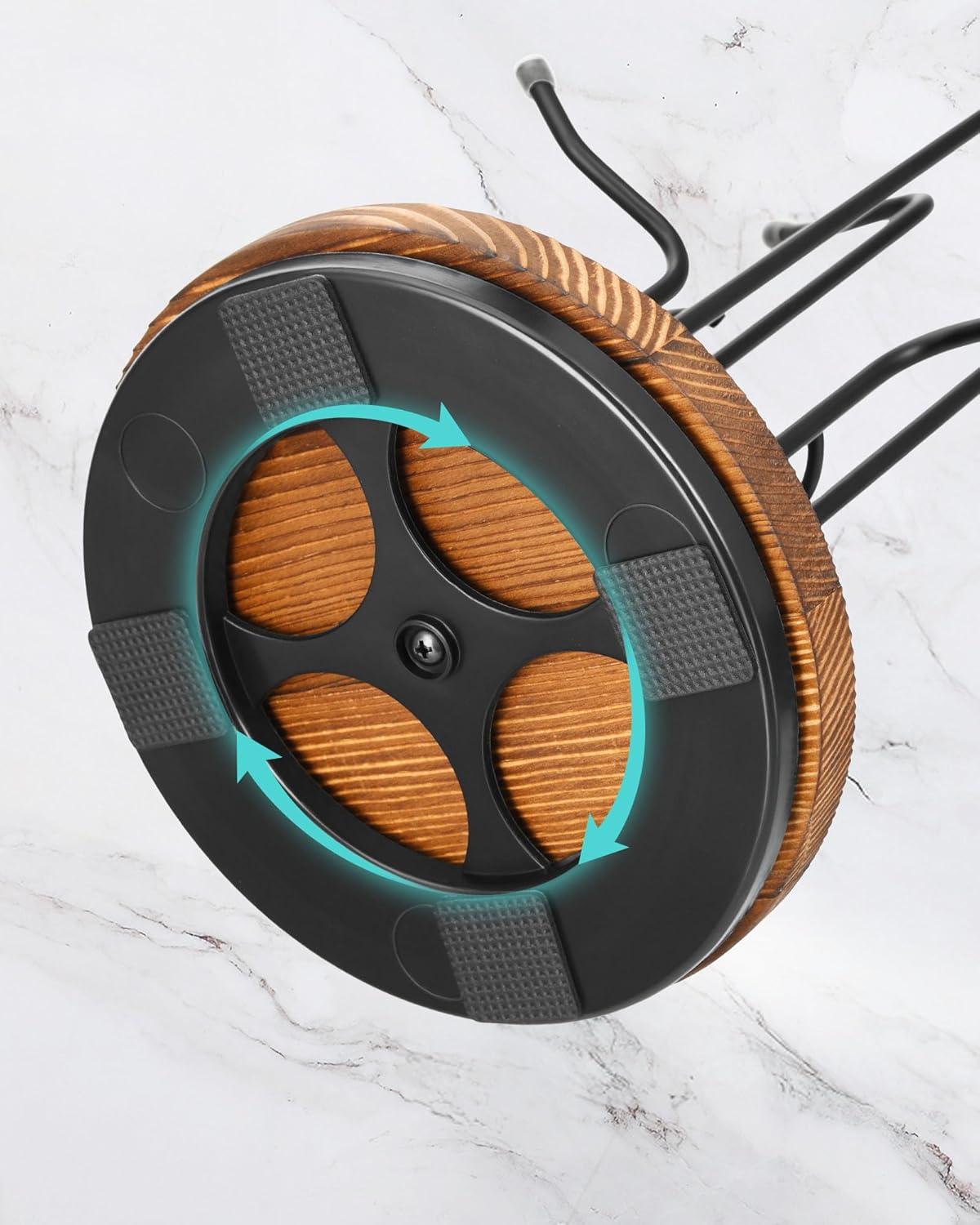 HULISEN 360° Rotating Mug Tree for Large Cups, Counter Coffee Mug Holder with 6 Hooks, Metal Coffee Cup Rack Stand for Countertop with Stable Wooden Base, Kitchen Counter Decor