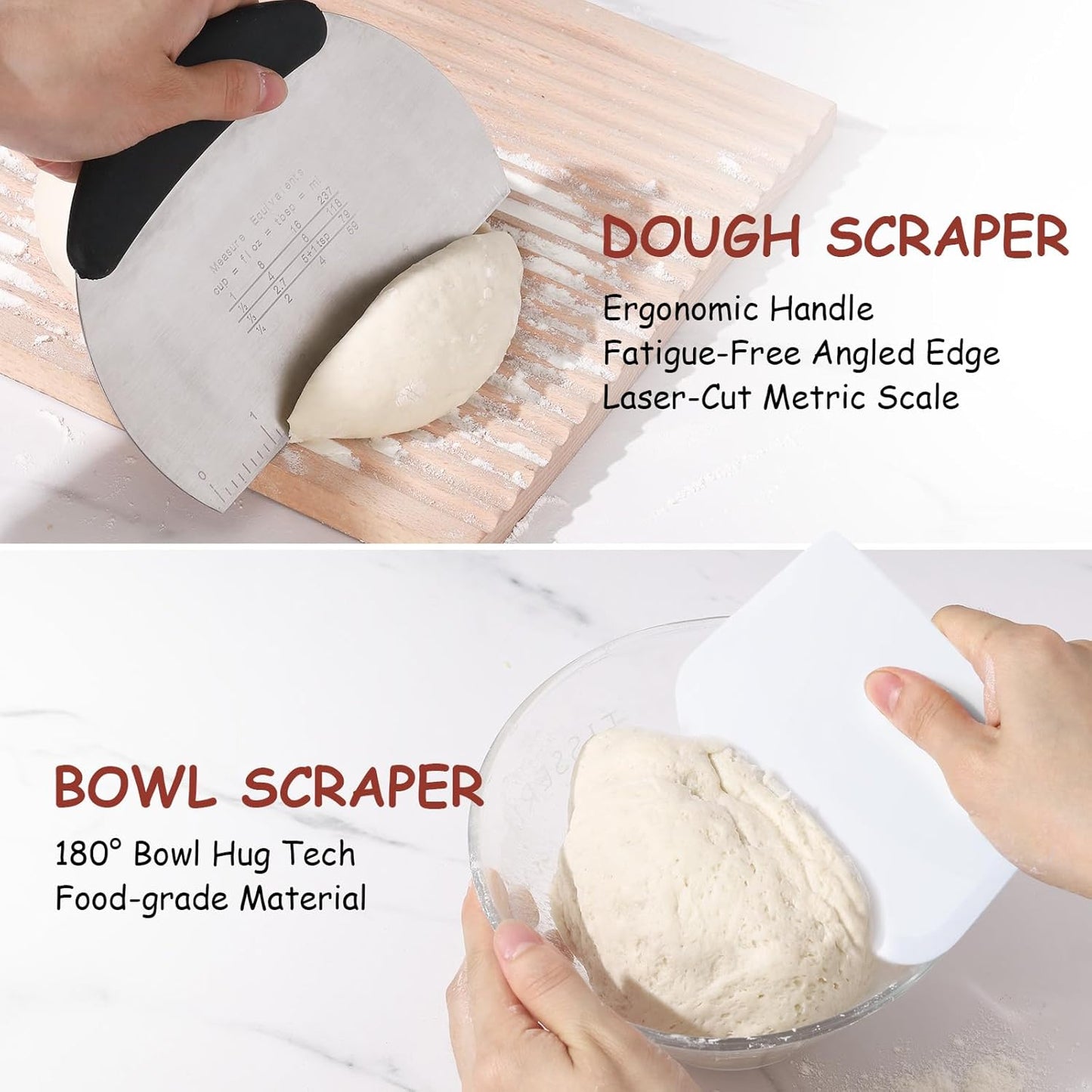 Sourdough Starter Kit, 9" Round & 10" Oval Banneton Proofing Bread Baskets Set, Sourdough Bread Baking Supplies for Beginner and Professional Bakers