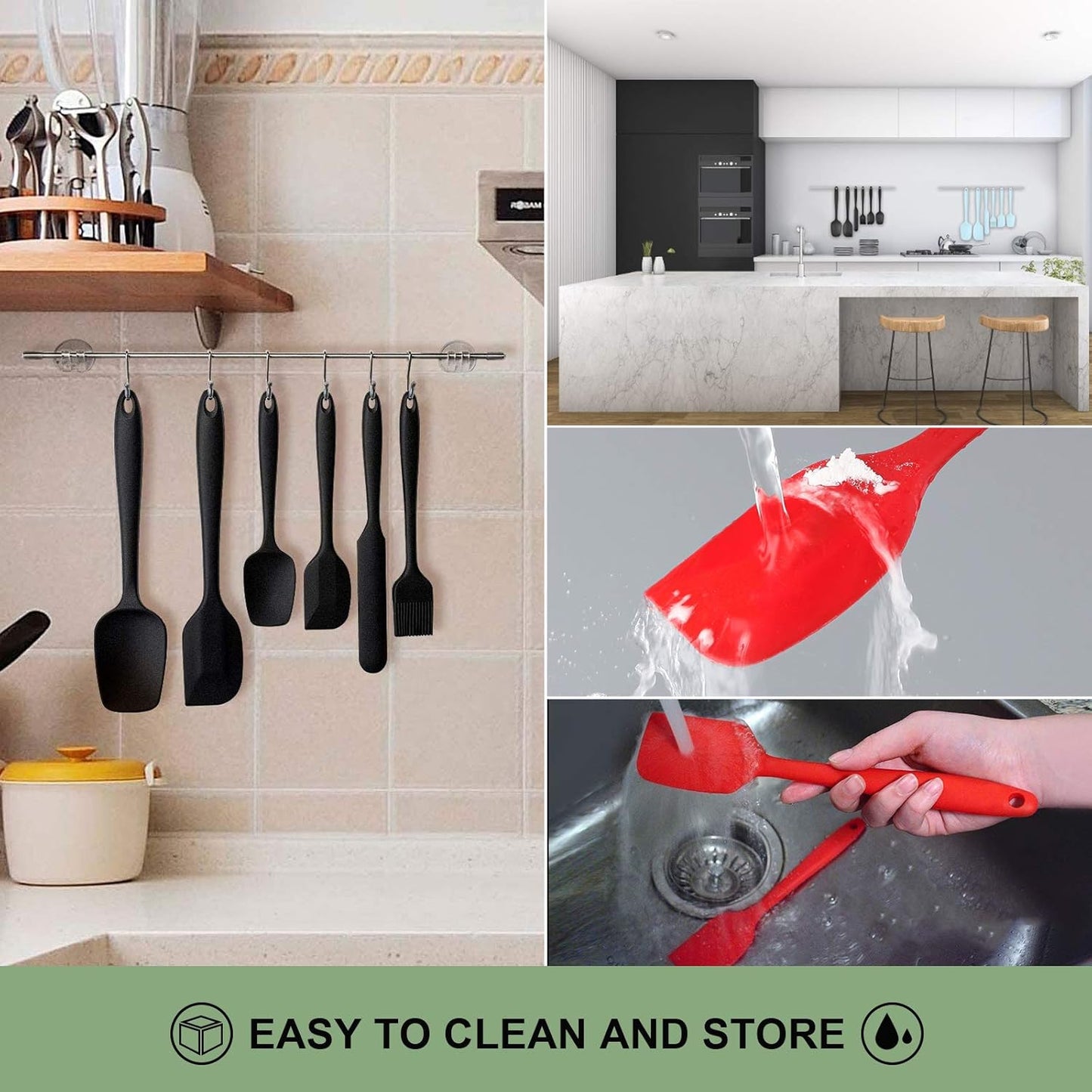 Heat Resistant Silicone Spatulas Set Food Grade Silicone Seamless One Piece Design BPA-Free,Non-Stick,Dishwasher Safe,Cooking and Mixing Set of 6PCS-pink(pink)