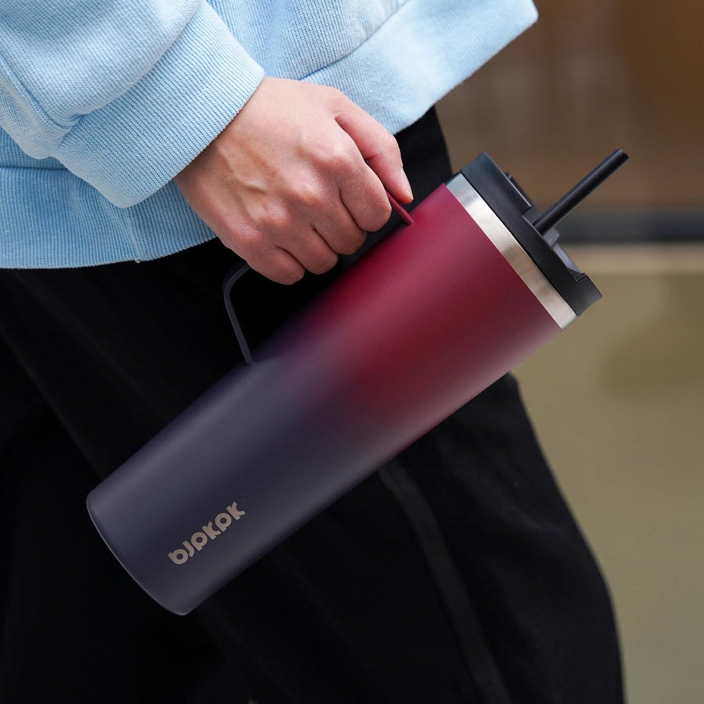 BJPKPK Insulated Tumbler with Handle, 26oz Insulated Tumblers with Lid and Straw, Stainless Steel Metal Water Bottles, Coffee Travel Mugs, Cups, Sea