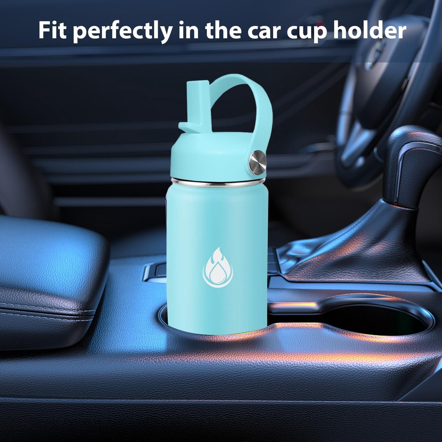 SENDESTAR Stainless Steel Wide Mouth Water Bottle 24oz Double Wall Vacuum Insulated Leak Proof Bottle with New Flex Straw Lid & Spout Lid