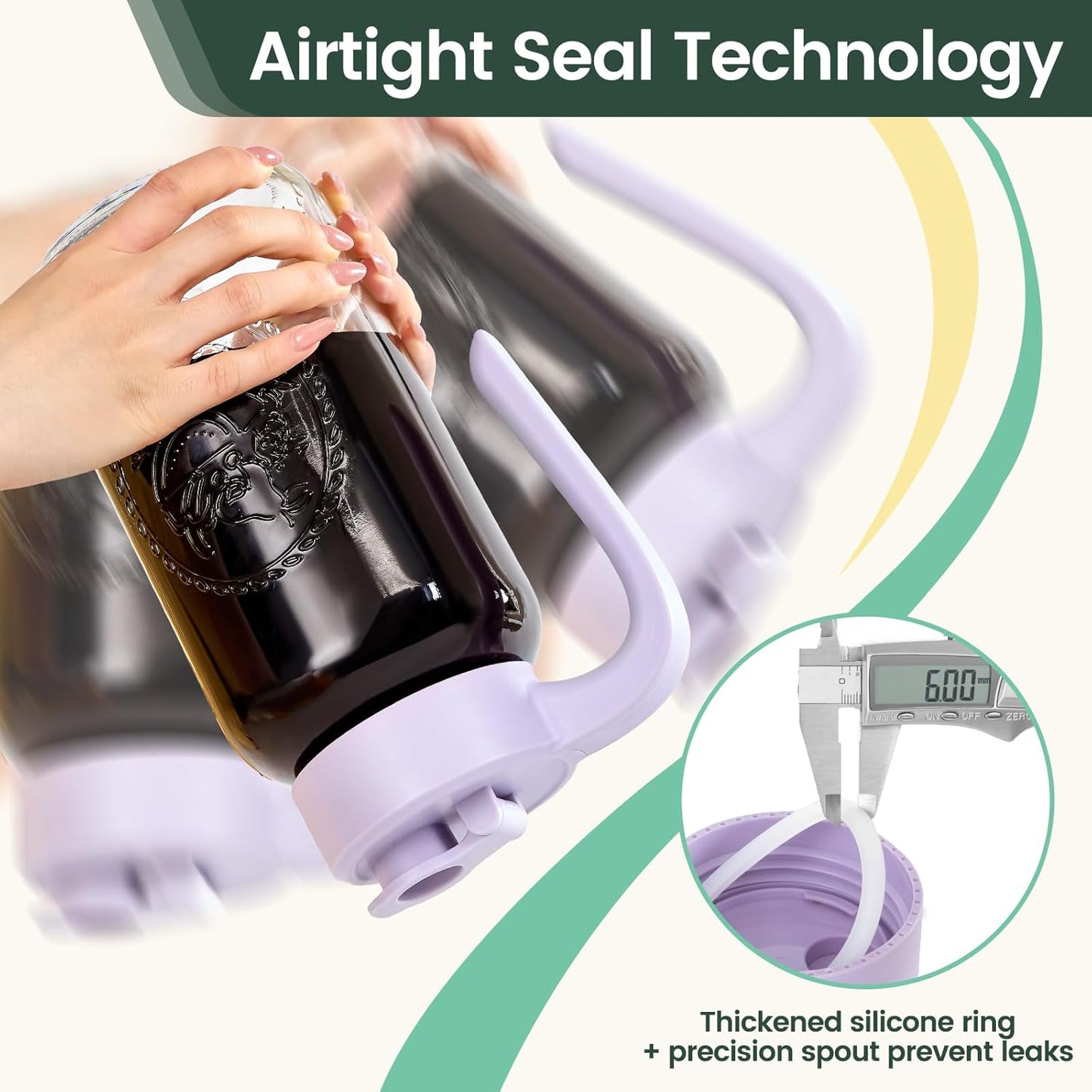 Mason Jar Pitcher - Airtight & Leakproof Glass Pitcher with Lid, Perfect for Breastmilk, Cold Brew, and Sun Tea, 2 Quart (64 oz) Mason Jar with Pour Spout Lid