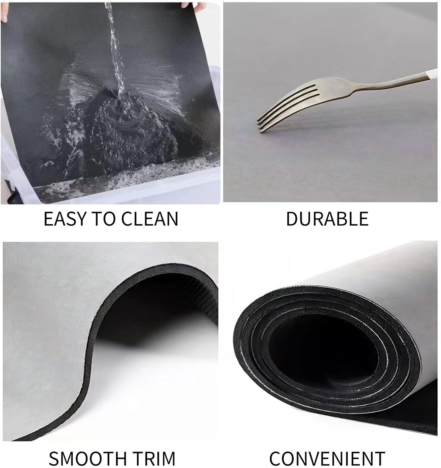 Coffee Mat Dish Drying Mat Quick Drying Hide Stain Rubber Backed Absorbent Coffee Bar Accessories 16"x20" Light Grey