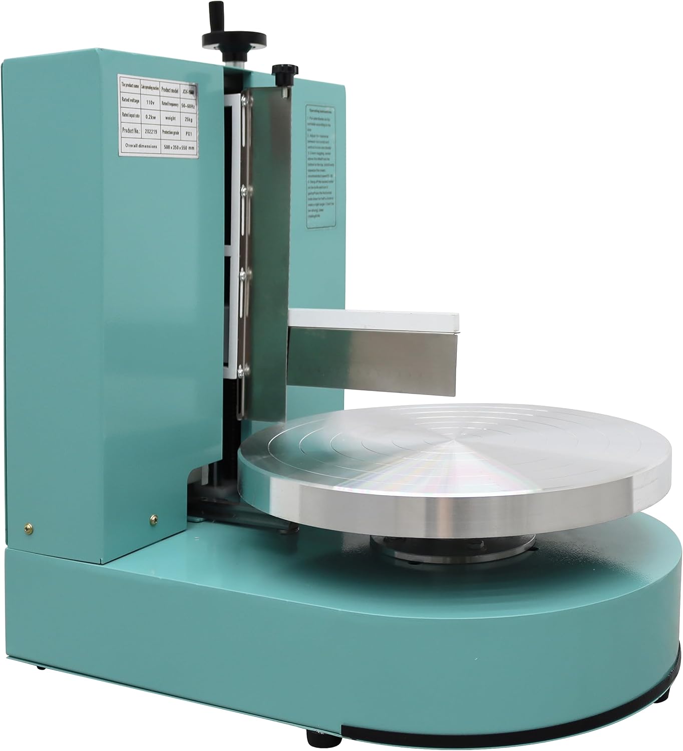 TECHTONGDA Cake Decorating Coating Machine Cream Spreading Automatic Frosting Turntable with Graduated Scraper 60-320RPM Rotating Speed for 6-14inch Cakes Green