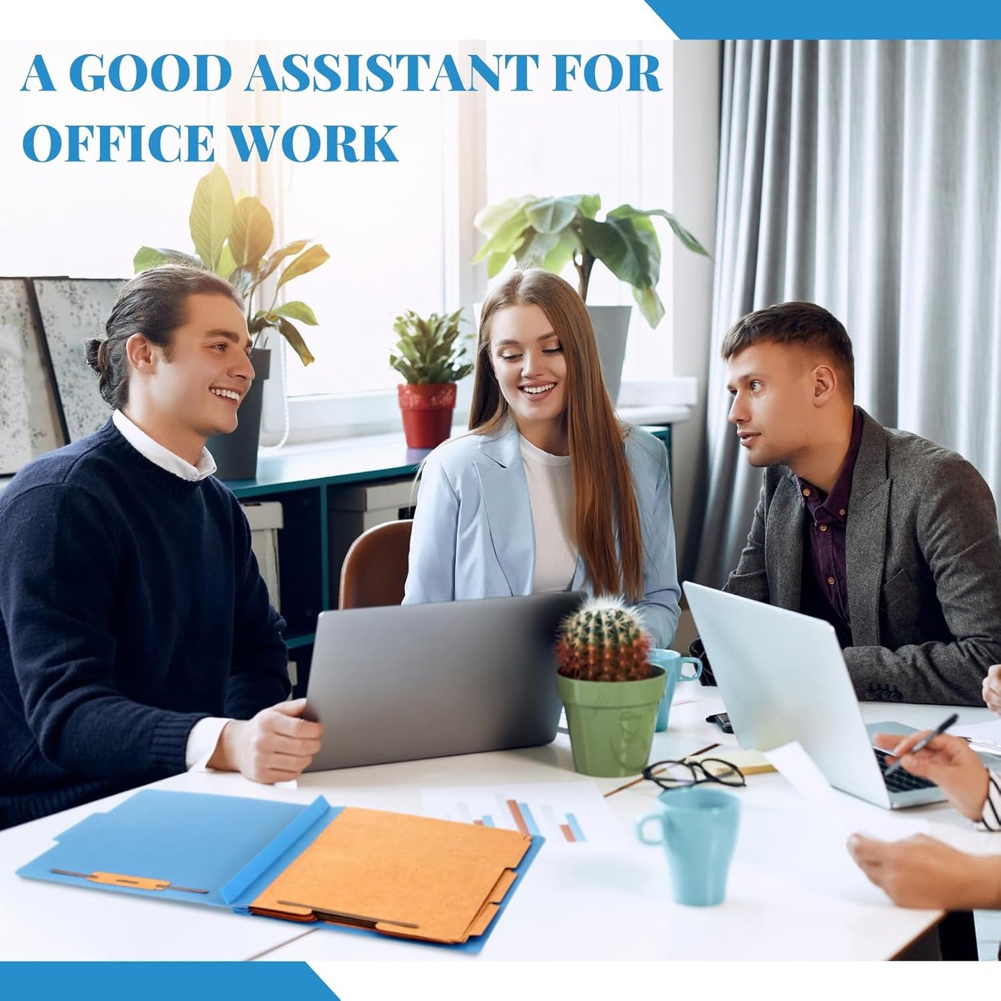 36 Pcs Classification Folders Letter Size, Back to School Supply for Teacher, Student, 3 Dividers Pressboard File Folder Bulk with 2 Fasteners, 3.5 Inch Expanding File Organizer (Blue)