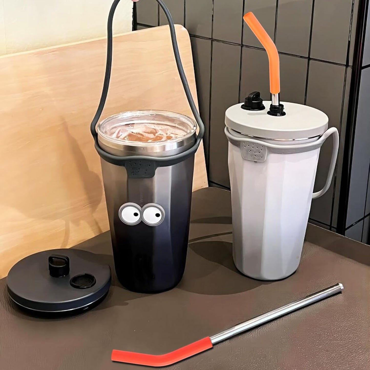 6pcs Food-Grade Silicone Straw Tips, Reusable Metal Straw Elbows Tips, Temperature Resistant Rubber Straw Covers Replacement Tip for 5/16" Stainless Steel Straws - 6 Colors