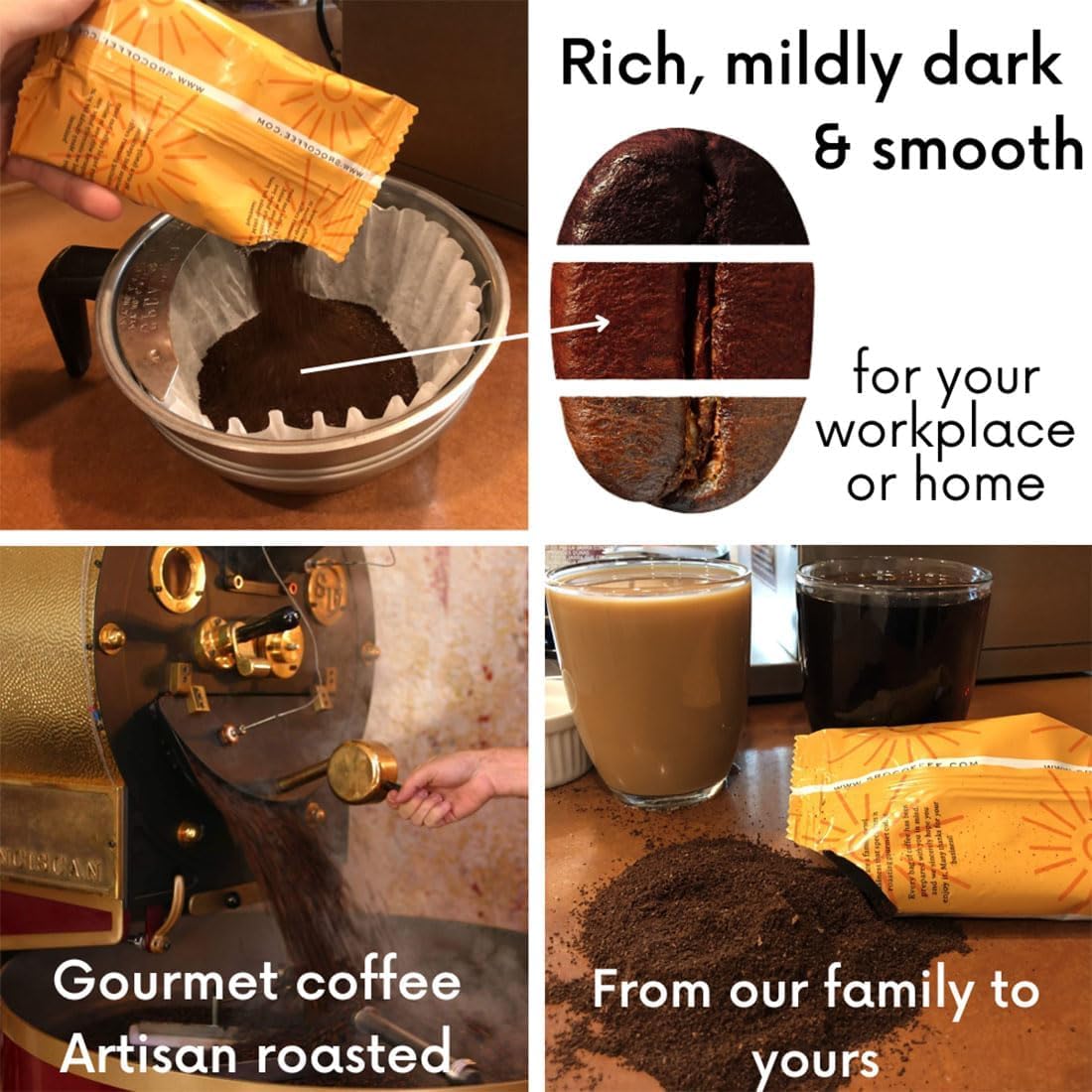 Sarasota Coffee Ground Packets | Gourmet Flavored Medium Roast Grounds Packs | Christmas Holiday | Low Acid Mold Free Bulk Individual Single Pot Pouches for 12 Cup Coffee Maker | 2 oz Bags, 12 Count