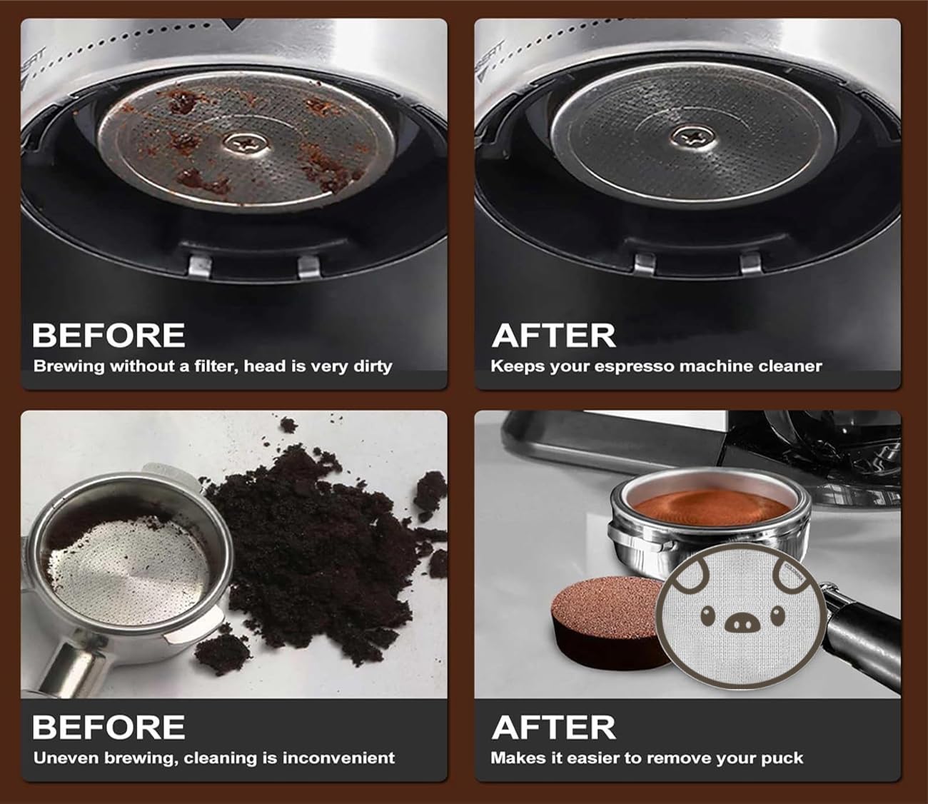 51mm Espresso Accessories Kit, Dosing Funnel and Puck Screen Set, Magnetic Coffee Funnel, 51mm Reusable Espresso Puck Screen, Espresso Tools(Panda)