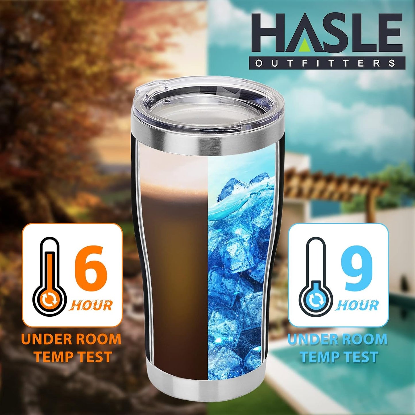HASLE OUTFITTERS 20 oz Tumbler Bulk, Stainless Steel Tumblers with Lid, Vacuum Insulated Tumbler, Double Wall Tumbler Cup, coffee mugs, Black, 1 Pack