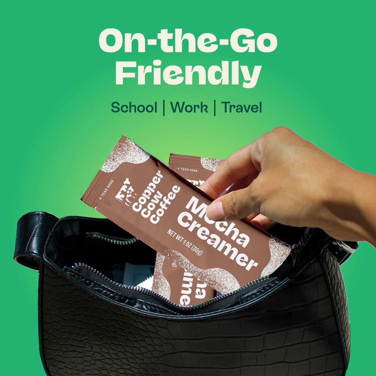 Copper Cow Coffee Sweetened Mocha Milk Creamer Singles (24 pack) | Vietnamese Inspired Coffee Creamer, All Natural Creamer Packets for Pour Overs & Lattes | No Refrigeration Needed