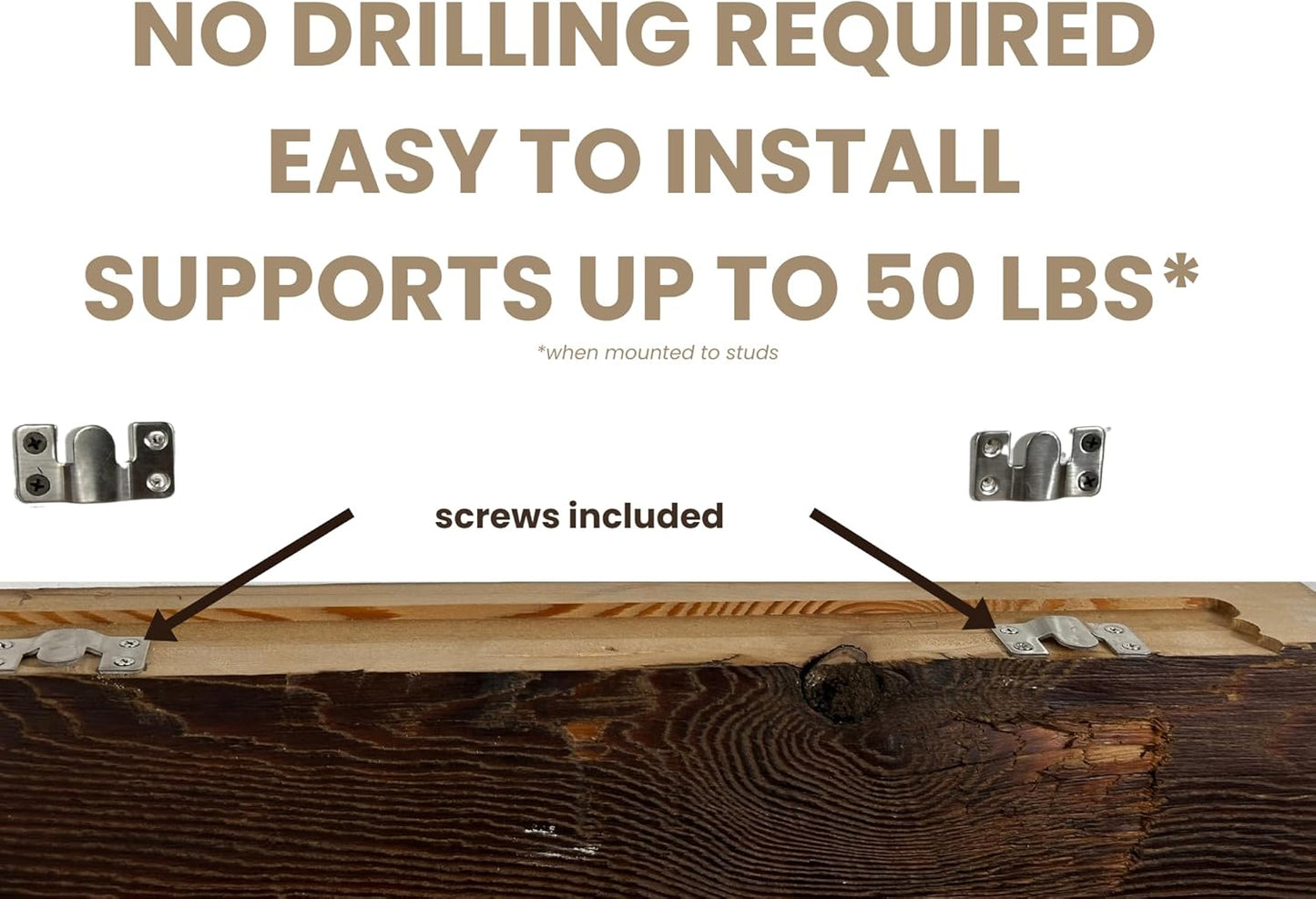 Modern Timber Craft Reclaimed Wood Floating Wall Shelf | Solid Rustic American Barnwood, Floating Shelf Brackets | 2.75" Thickness | 12" L x 8" D, Jacobean, Planed and Sanded, 2 Pack