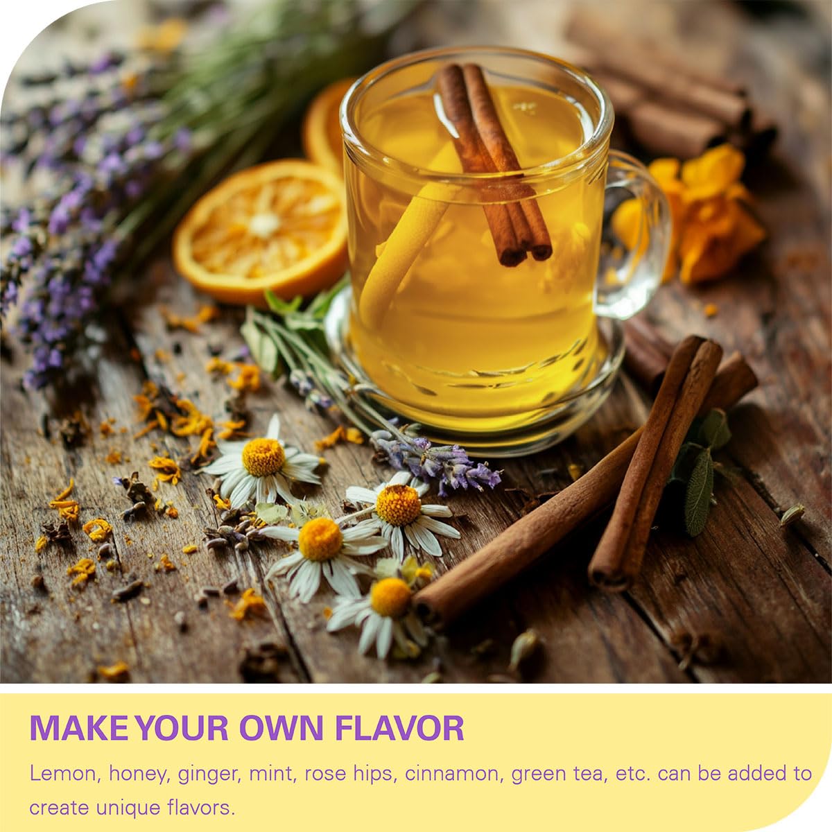 WT WEETEE Chamomile Lavender Tea Bags 100 Count, Nighty & Relax, 100% Pure Chamomile, Lavender Flowers & Lemon Balm Blend, Natural Caffeine-free Herbal Tea Ideal for Bedtime