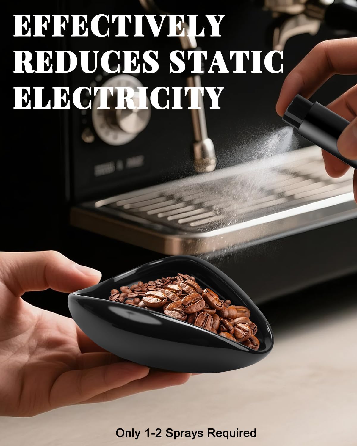 Coffee Dosing Cup Set, Ceramic Espresso Dosing Cup, 10ml Coffee Spray Bottle, 15ml 304 Stainless Steel Measuring Spoon with Wooden Handle