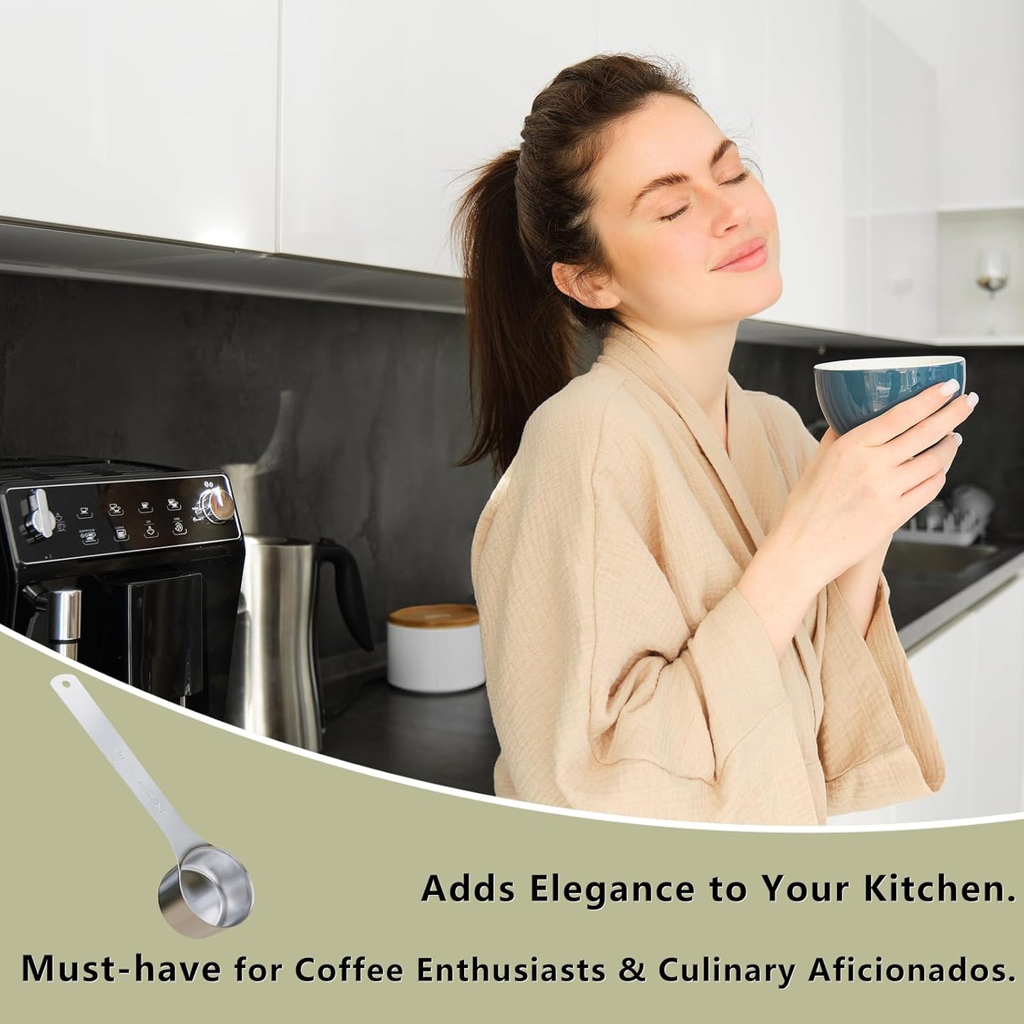 1PCS 2 Tablespoon(2tbsp, 30ml, 1/8cup) Coffee Scoop, Long Handle Measuring Spoon, Stainless Steel Scooper