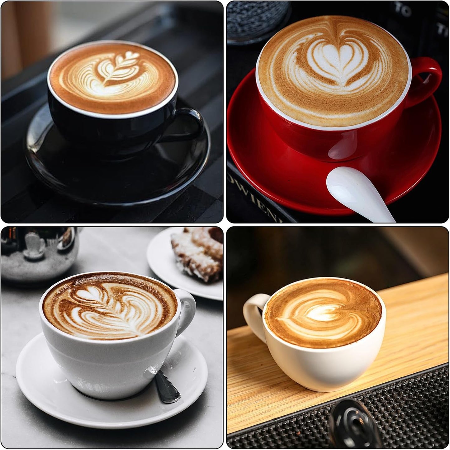 4 Pcs Milk Frothing Pitcher Espresso Steaming Pitchers 12 Oz Stainless Steel Milk Steamer Cup Frother Jug for Espresso, Latte Art, Chai Cappuccino Hot Chocolate