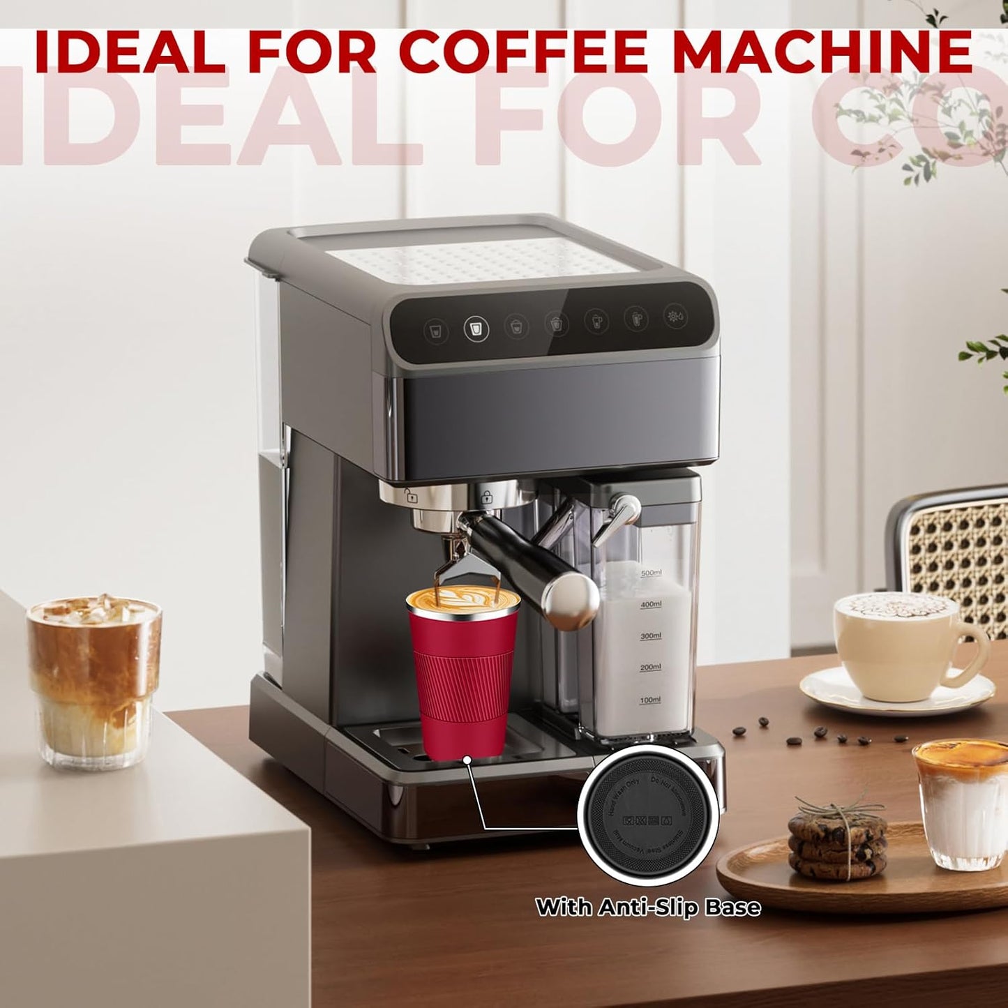 Insulated Coffee Tumbler 12 oz, Stainless Steel Coffee Mug with Lids, Travel Coffee Mug Leak Proof, Double Wall Vacuum Insulated Reusable Coffee Cup, Keep Drinks Hot and Cold (Red, 12 Ounces)