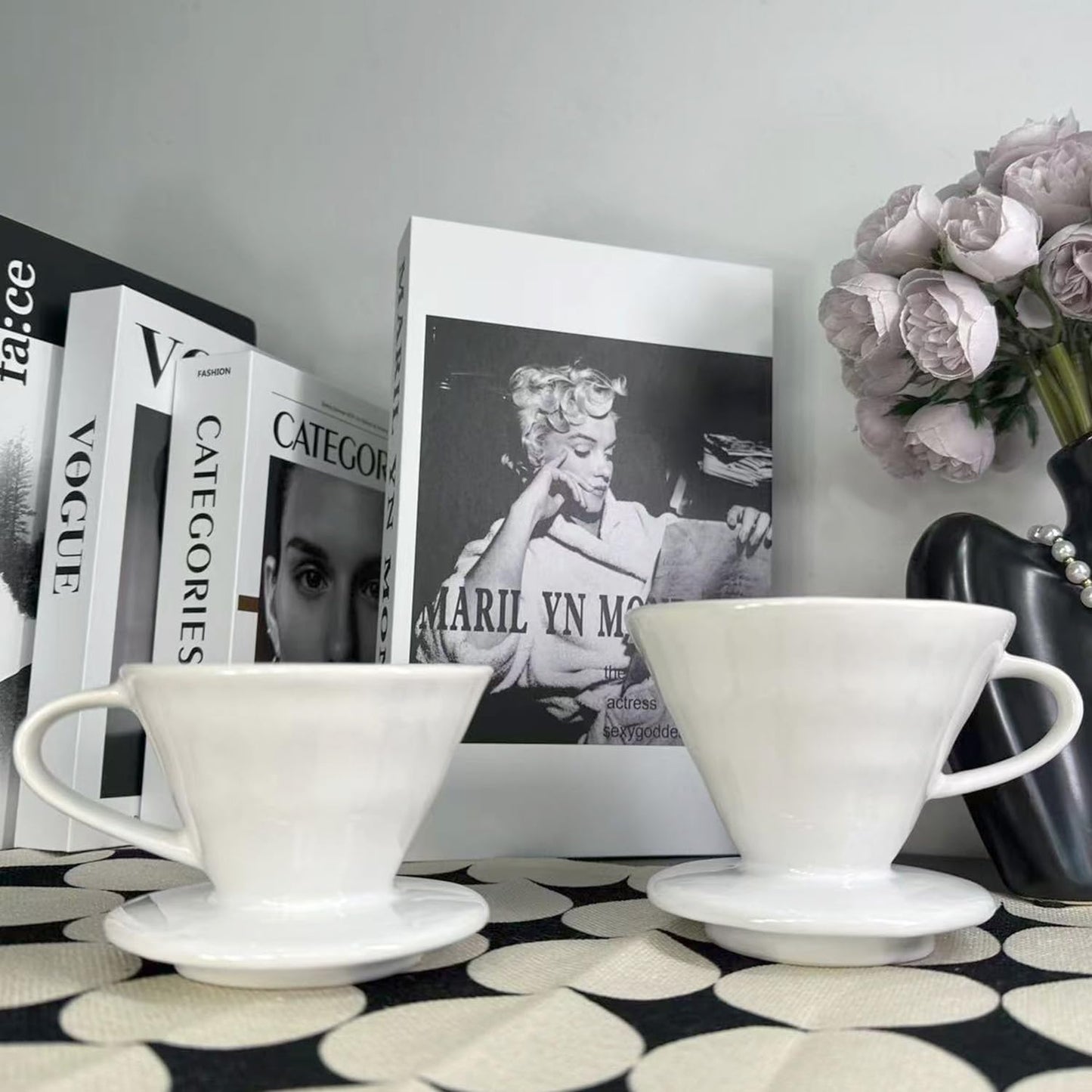 Pour Over Coffee Maker, Single Cup Coffee Dripper, Manual Porcelain Slow Brewing Accessories for Travel, Camping, Office, Home, Cafe, Coffee Gifts (Brown, Large,2-4Cups)