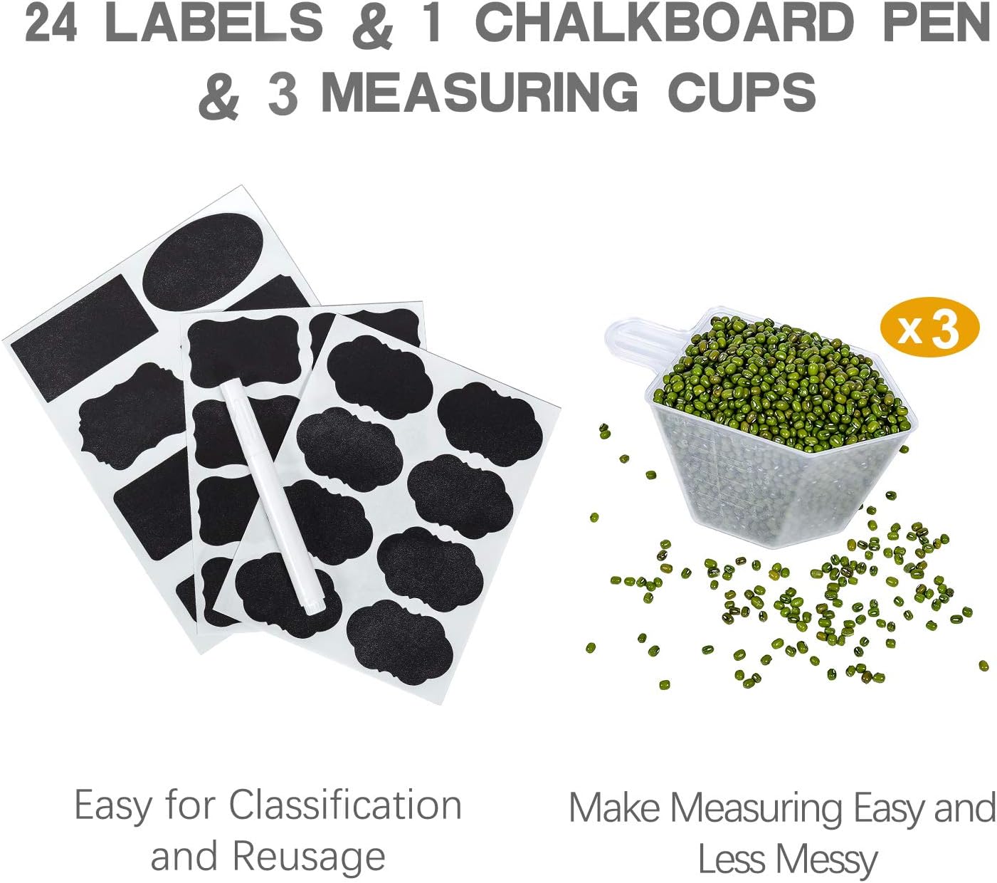 Medium Food Storage Containers with Lids Airtight 3.6L /121.7Oz, for Flour, Sugar, Baking Supply, 3PCS BPA Free Plastic Canisters for Kitchen Pantry Organization