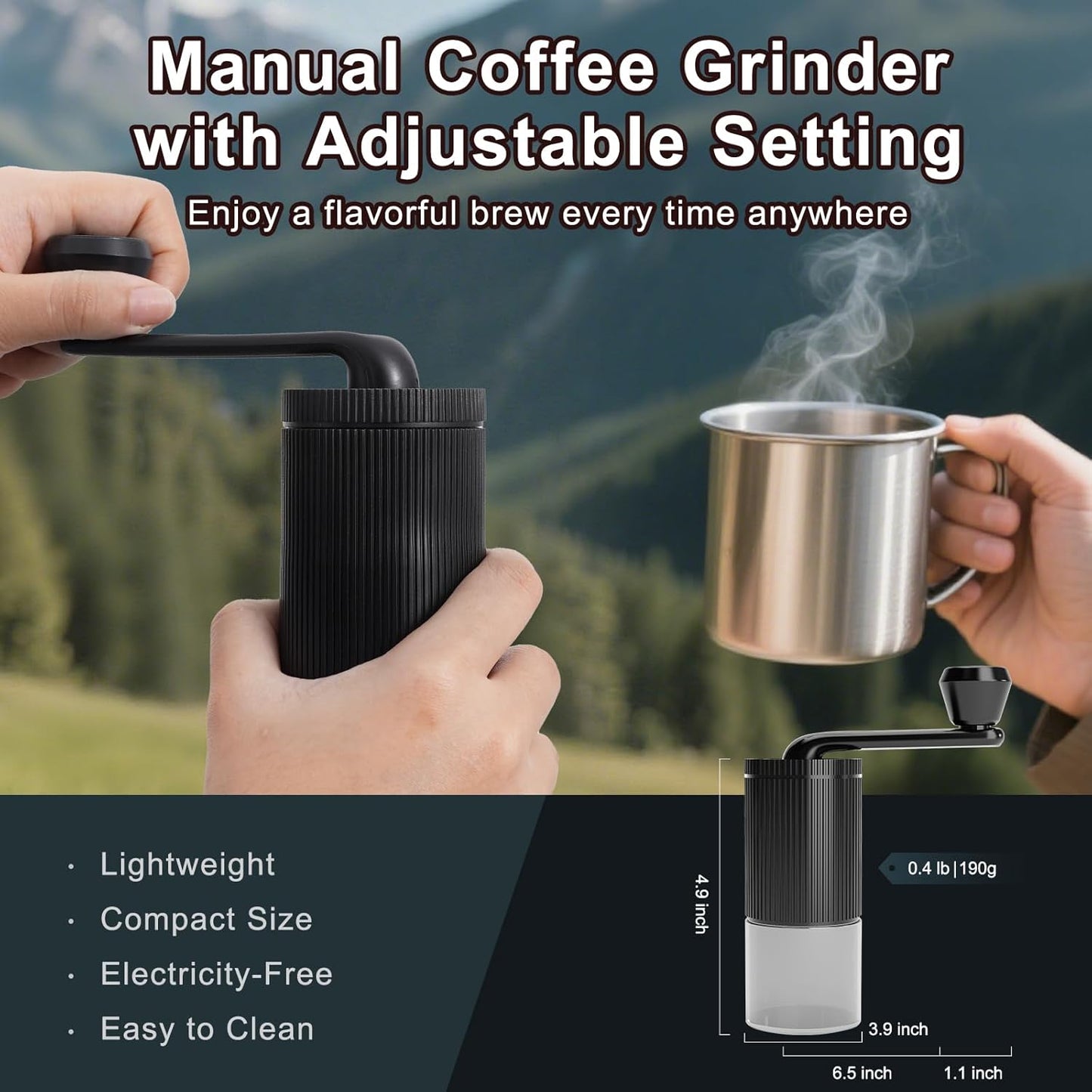 Coffee Maker Set, Portable Espresso Machine and Coffee Grinder, 3 in 1 Travel Coffee Maker Compatible Ground Coffee, Capsules (NS&DG) for Outdoor Camping Hiking Office