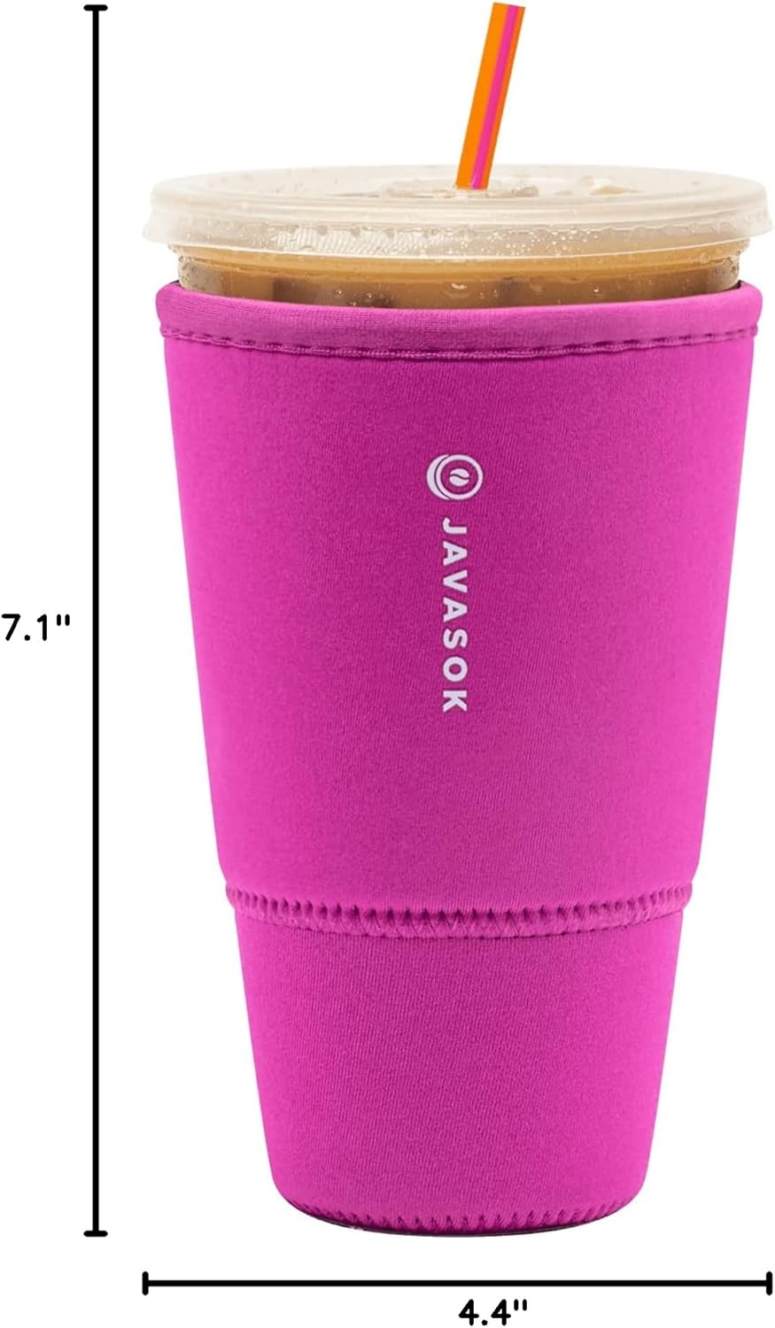 Sok It JavaSok Iced Coffee & Cold Soda Insulated Neoprene Cup Sleeve (Bright Pink, XLarge: 38-42oz)