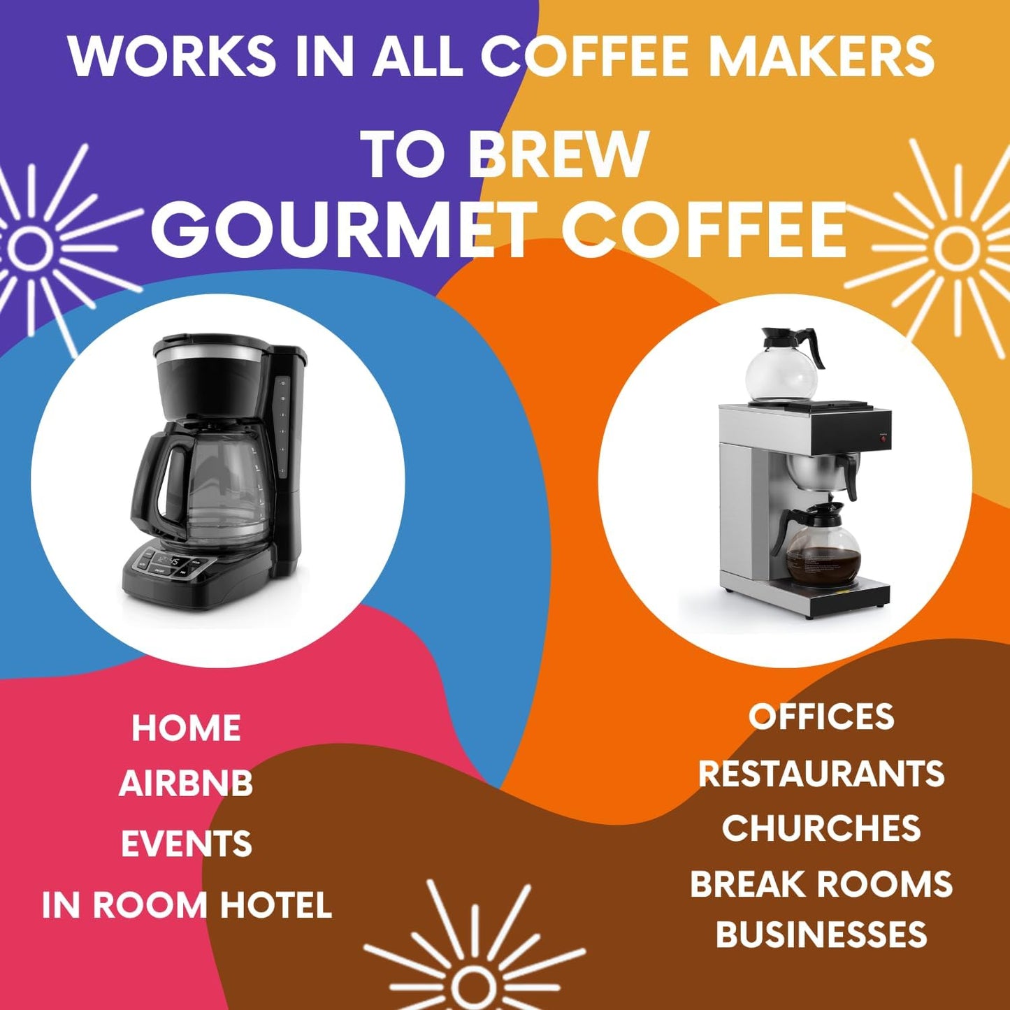 Sarasota Bulk Coffee Packs Ground Packets | Medium, Dark, Colombian, & Flavored Roast Variety | Gourmet Assorted Gift Sampler | Low Acid Pouches for 12 Cup Coffee Maker | 1.75 Oz Bags, 100 Count