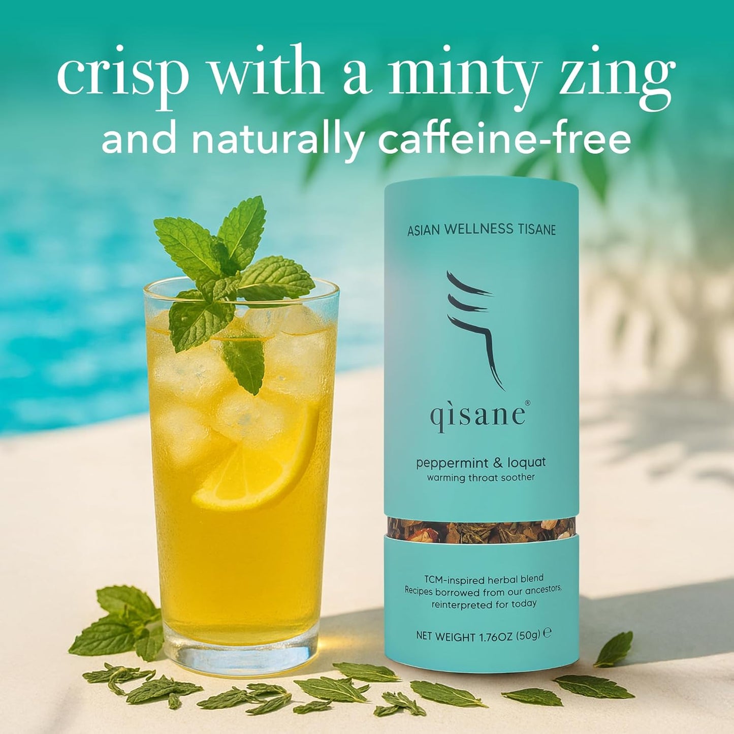 qìsane Organic Peppermint Tea Bags with Loquat Leaves - Whole Organic Peppermint Leaves, Loquat, Ginger & Balloon Flower Roots - Herbal Tea for Cough Support & Easy Breathing - 10 sachets (~30 cups)