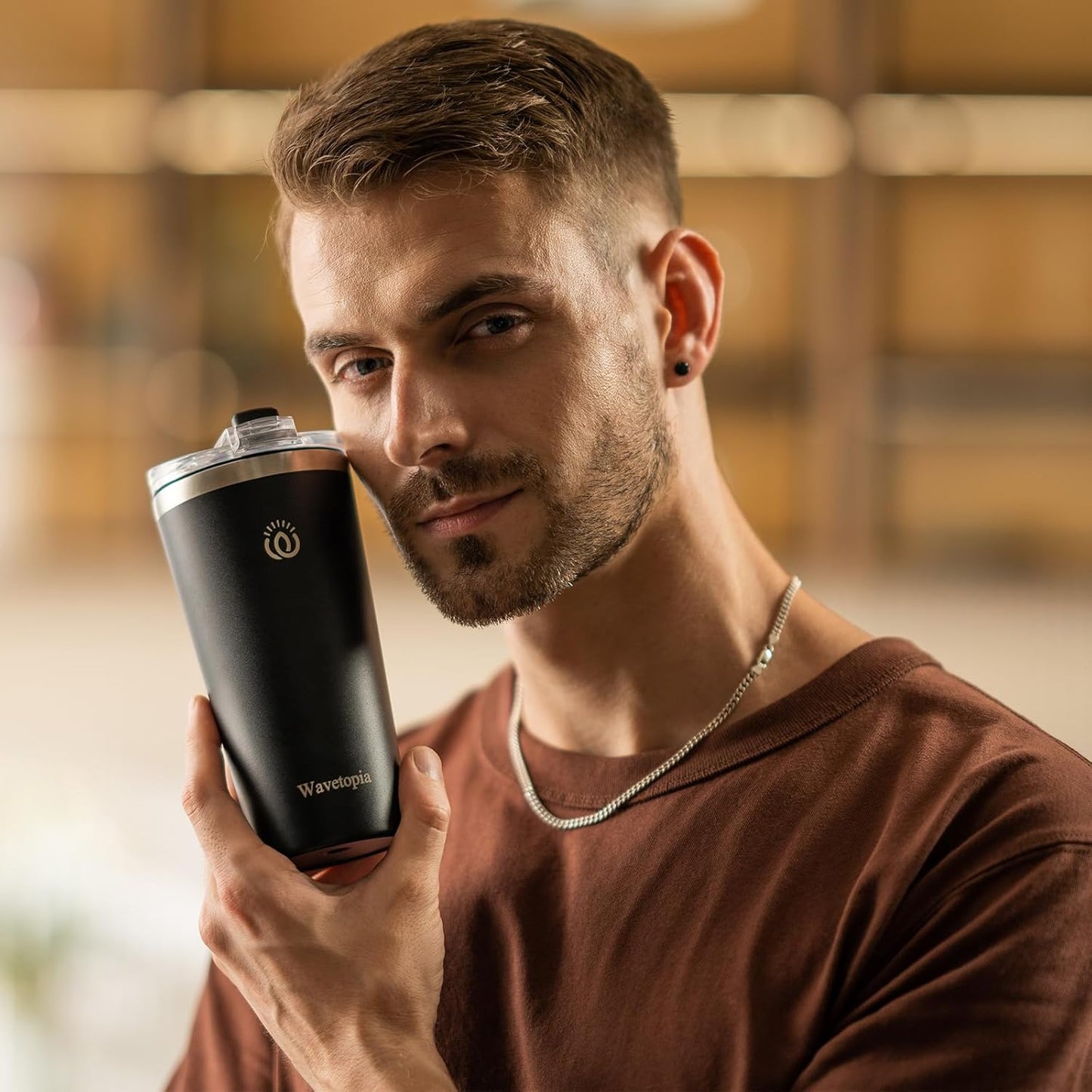 Insulated Coffee Mug with Lid, Reusable Stainless Steel Travel Coffee Cup, 16 Oz Double Wall Vacuum Spill Proof Tumbler Cups for Men and Women Hot & Cold Drinks(Olive)