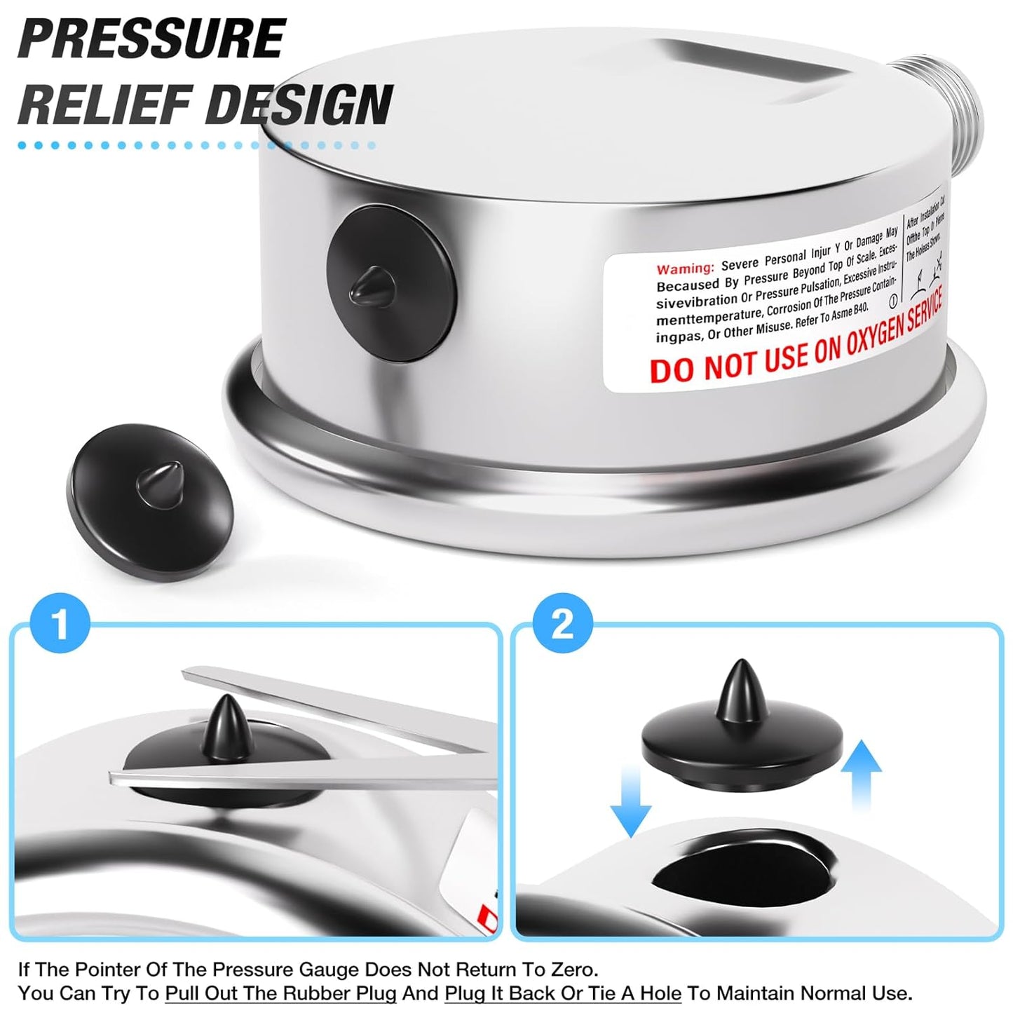 MEANLIN MEASURE 0~15Psi Liquid Filled Pressure Gauge Stainless Steel with 316 Stainless Steel Joint 1/4" NPT 2.5" FACE DIAL for Water Oil Air Well Pump Tank Tire Pressure Test Lower Mount