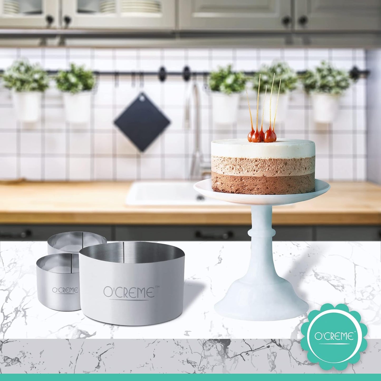 O'Creme Cake Ring Sturdy Stainless Steel Round Mousse Cake Ring Mold for Baking, Dessert Cake Decorating Pastry Rings 16 Inch Diameter x 3 Inch High