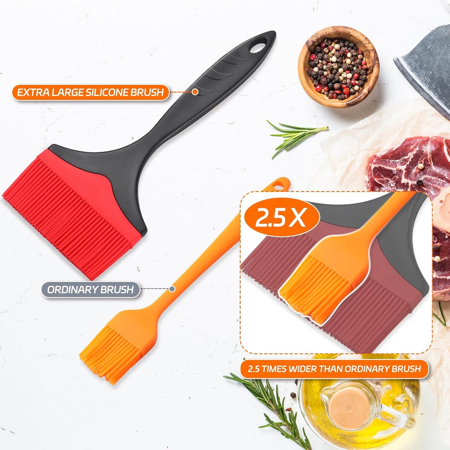 Large Silicone Basting Pastry Brush - Silicone Basting Brush for Grilling,Heat Resistant Brushes Spread Oil Butter Sauce for Cooking Baking BBQ,3.95inch Extra Wide Grill Basting Brush(Red 2)