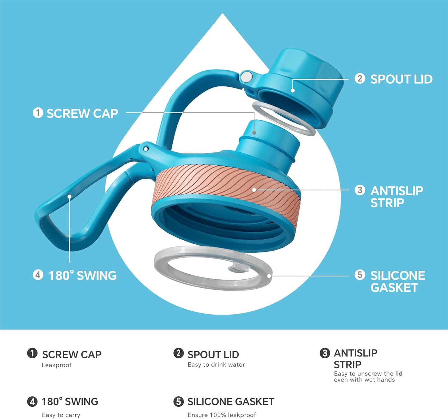 IDEUS Insulated Water Bottle 12oz, Stainless Steel Insulated Water Bottle For School, Insulated Bottles With Straws Leakproof, Vacuum Double Wall Water Bottles For Boys And Girls With 2 Lids, BPA Free