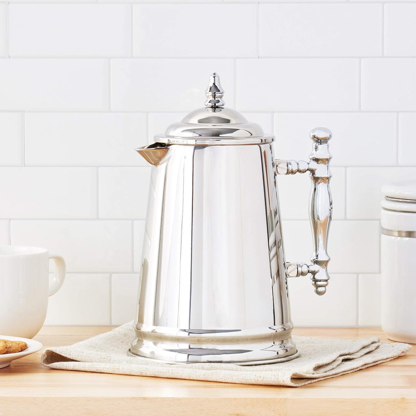 Vintage-Style Stainless Steel French Coffee Press, 34-Ounce