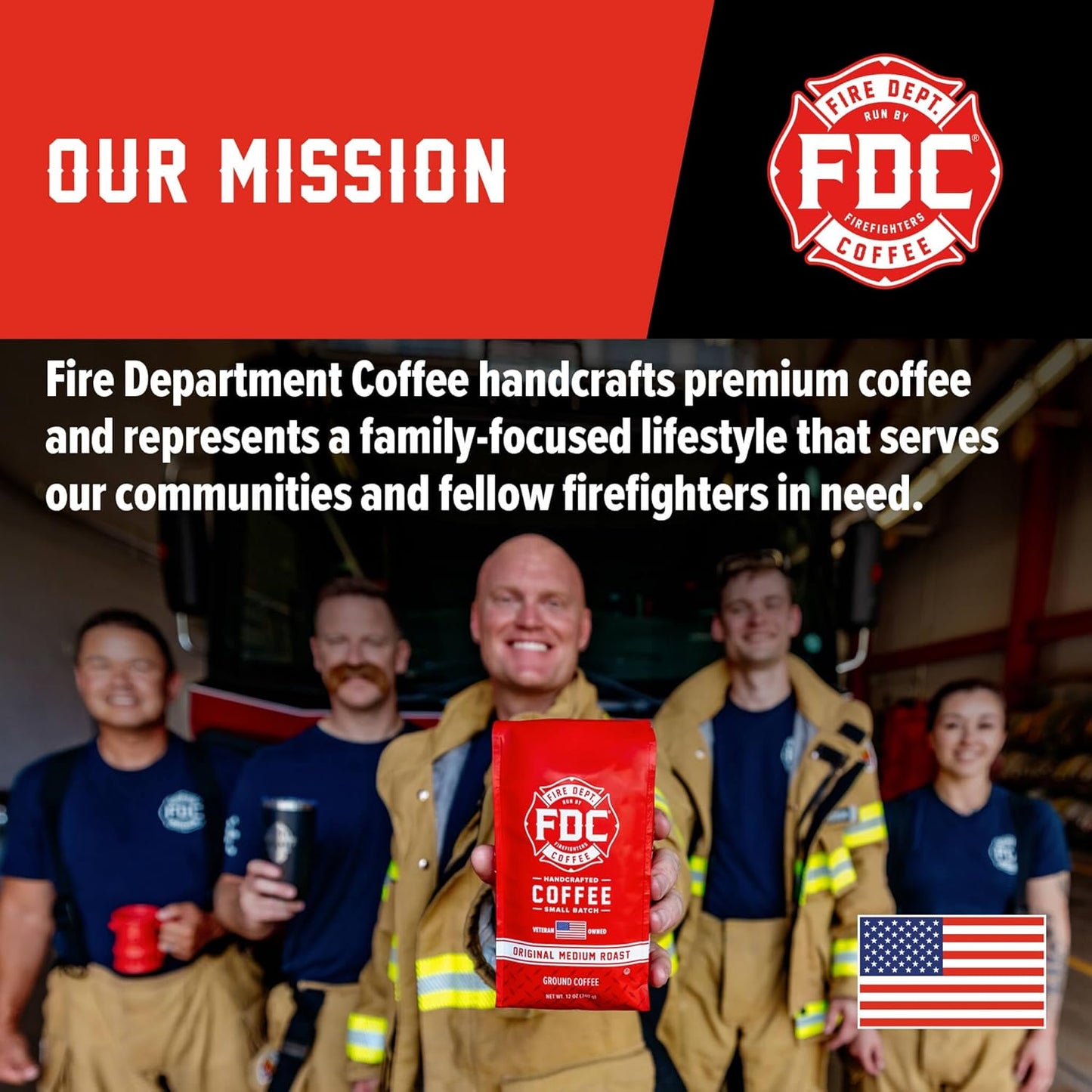Fire Department Coffee - Gives Back to Firefighters - Vanilla Sprinkle Donut Coffee Beans - Medium Roast - Premium Whole Bean - Roasted in the USA - Veteran Owned - 12 oz
