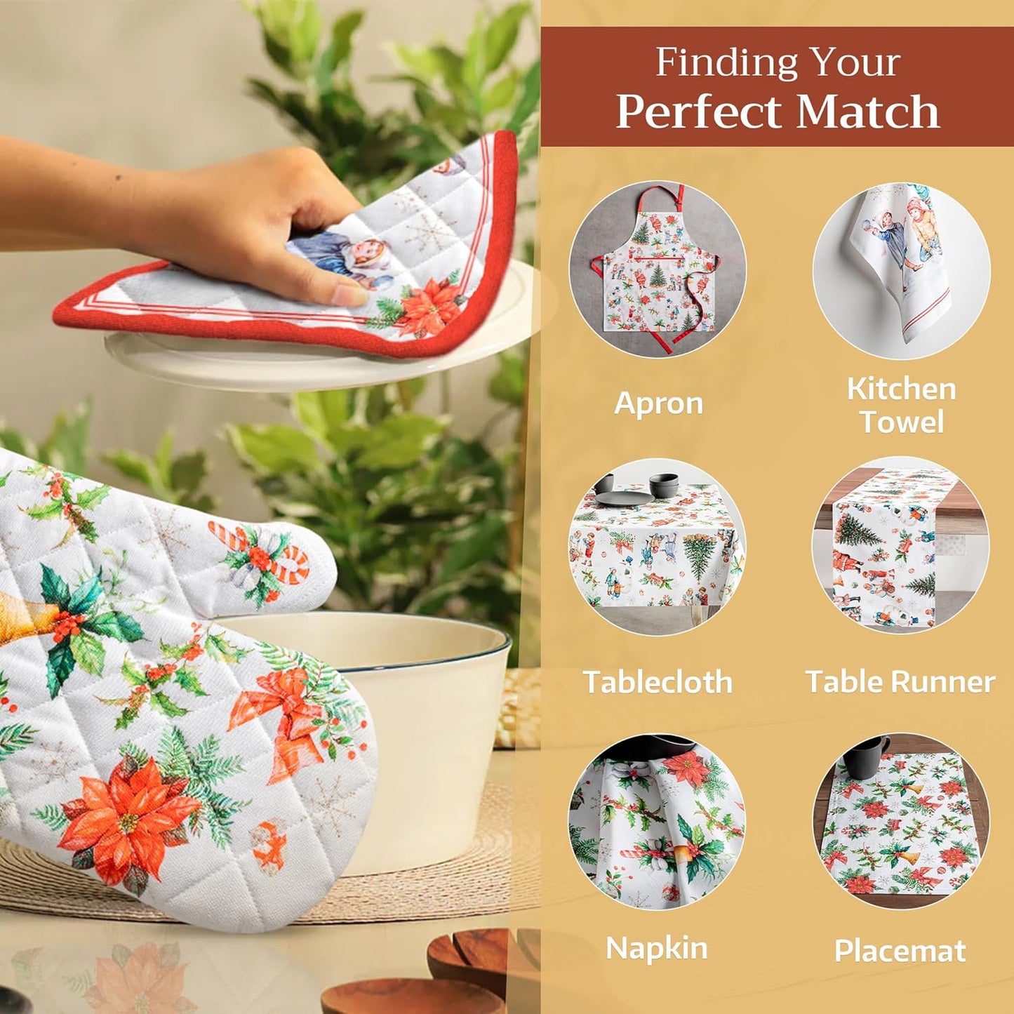 Maison d' Hermine Pot Holders Set 100% Cotton Heat Resistant Potholders 8" x 8" Hot Pads with Loop BBQ, Cooking, Baking, Grilling, Kitchen, Handling Hot Pans (Pack of 2, Chromo)