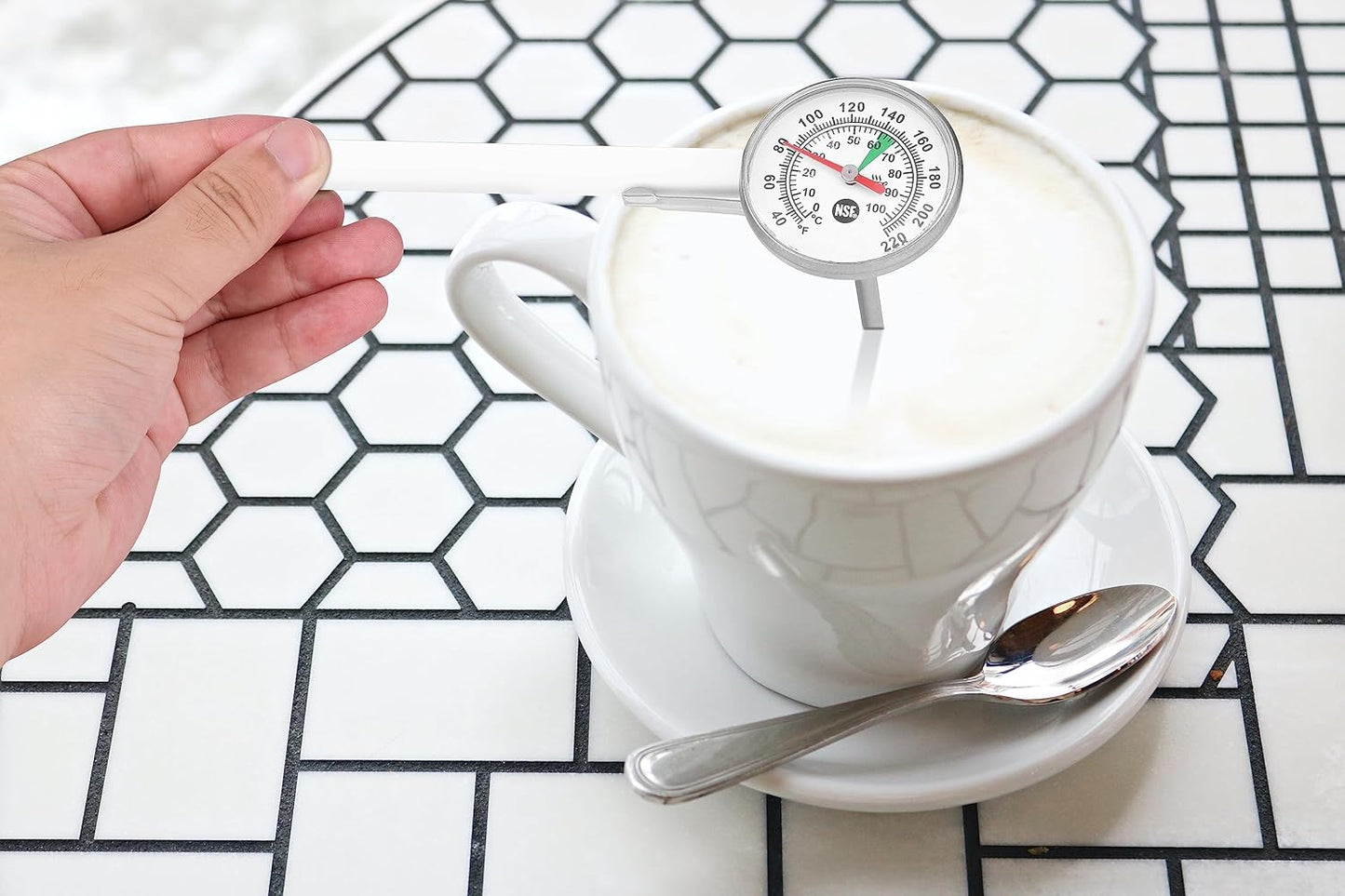 1 3/8 Inch Dial Milk Coffee Food Thermometer with Clip,Best Instant Read Thermometer for The Coffee Drinks,Chocolate Milk Foam,Meat Cooking