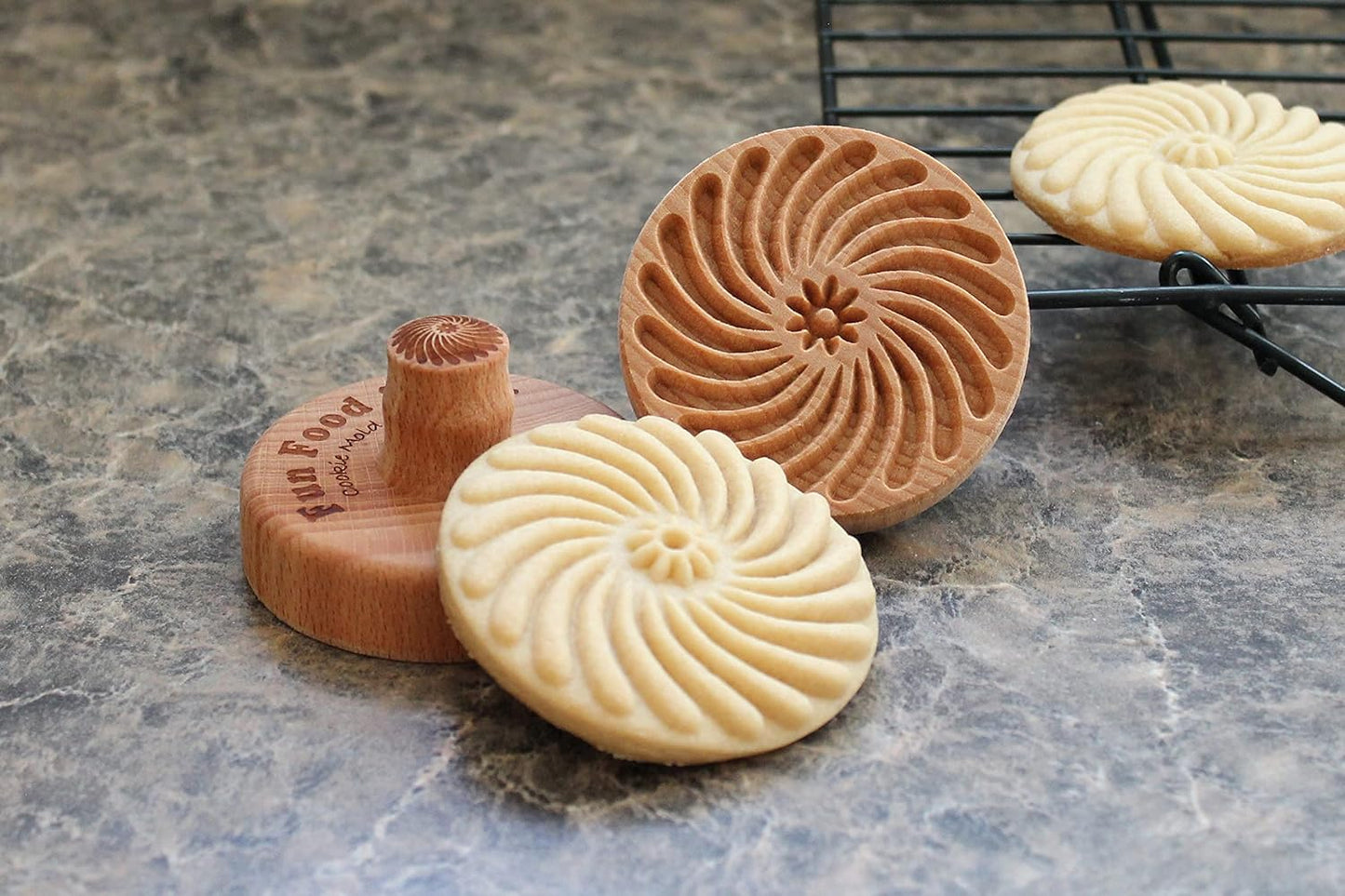 Wood Cookie Stamp, 2.5 Inch (Pinwheel Flower CS-045)