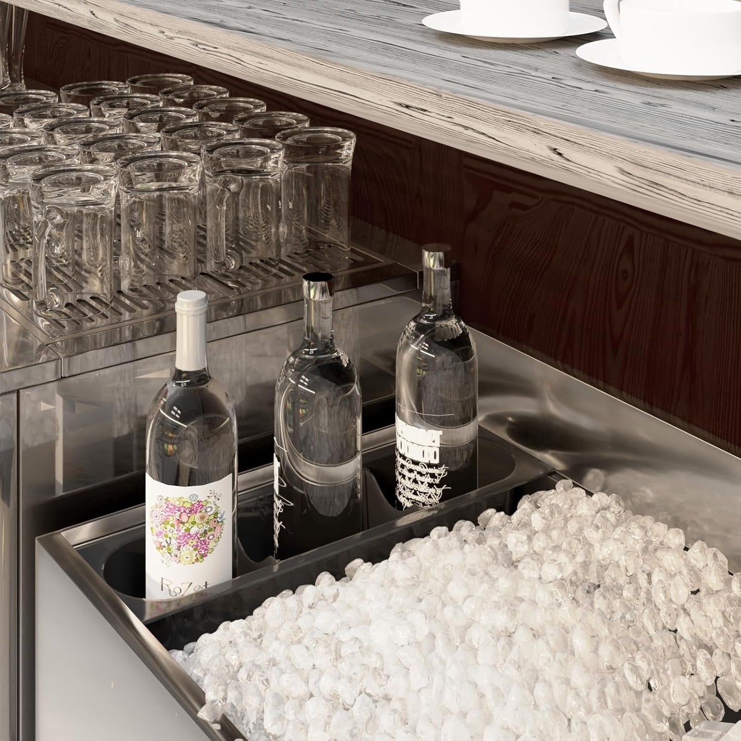 16 in. x 5.5 in. Plastic Bottle Holder for Ice Bins. Holds 3 Bottles