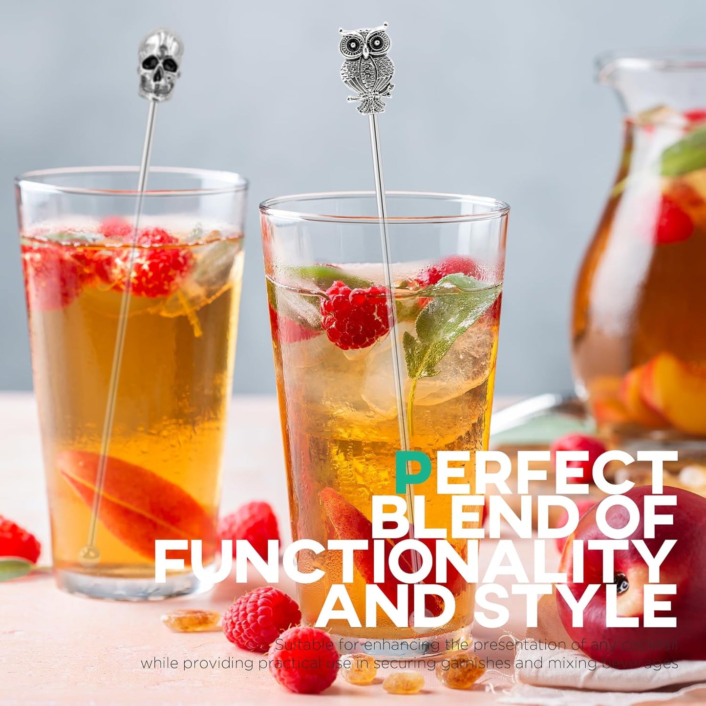 Homestia Stainless Steel Coffee Stirrers Sticks, 7.5" Zinc Alloy Head Cocktail Drink Stirrers Swizzle Sticks Picks Tools, 6PCS Reusable Beverage Stir Sticks for Chocolate Milk Juices (Animal Design)