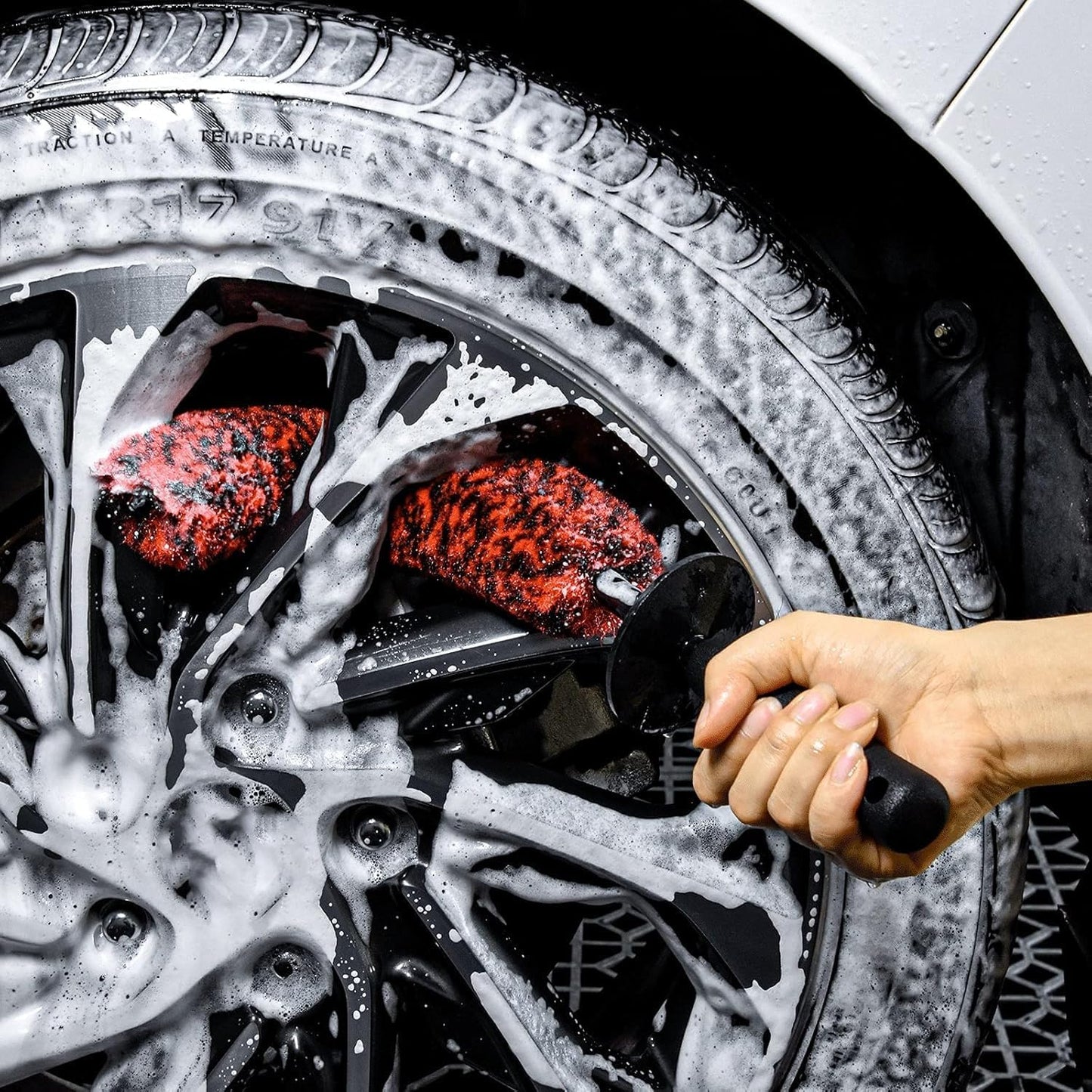 3 Pcs Soft Wheel Brushes for Cleaning Wheels Kit - 1x Synthetic Soft Car Wheel Rim Brush,1x Long Handle Cleaning Brush and 1x Car Detail Brush, Clean Dirty Wheel…