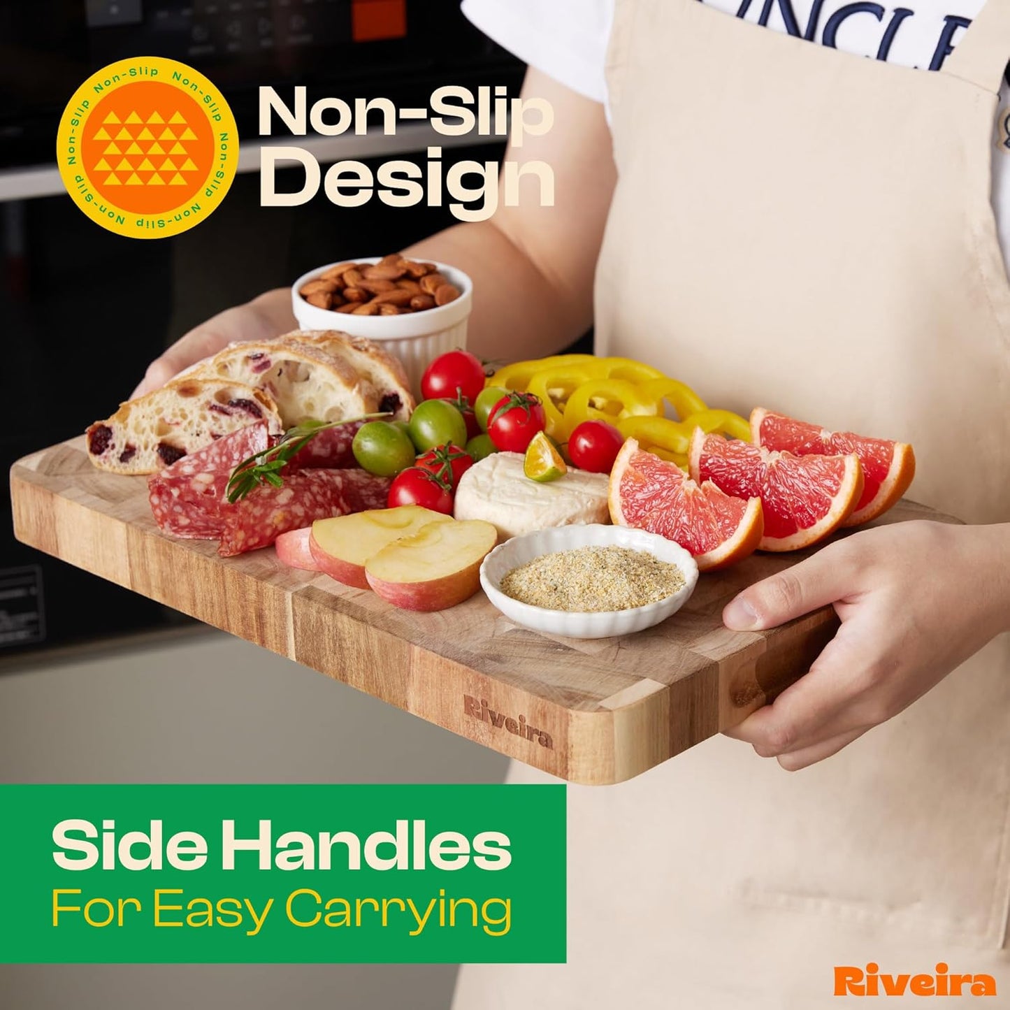 Riveira Acacia Wood Cutting Board – Gourmet Acacia Grandeur: 36 x 24 Wooden Cutting Board – Natural Wooden Cutting Boards For Kitchen Decorative – Innovative Juice Grooves Acacia Wooden Chopping Board