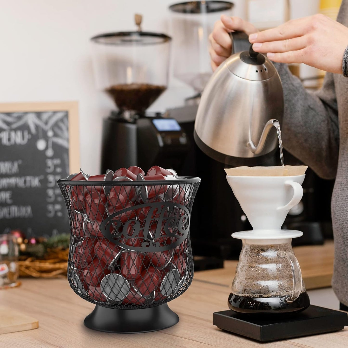 Coffee Pod Holder, Large Capacity K Cup Holder, Nespresso Pods Holder K Cup Organizer for Kitchen Countertop, Coffee Bar Accessories, Pod Holder for Keuring Espresso Capsule Coffee Creamer