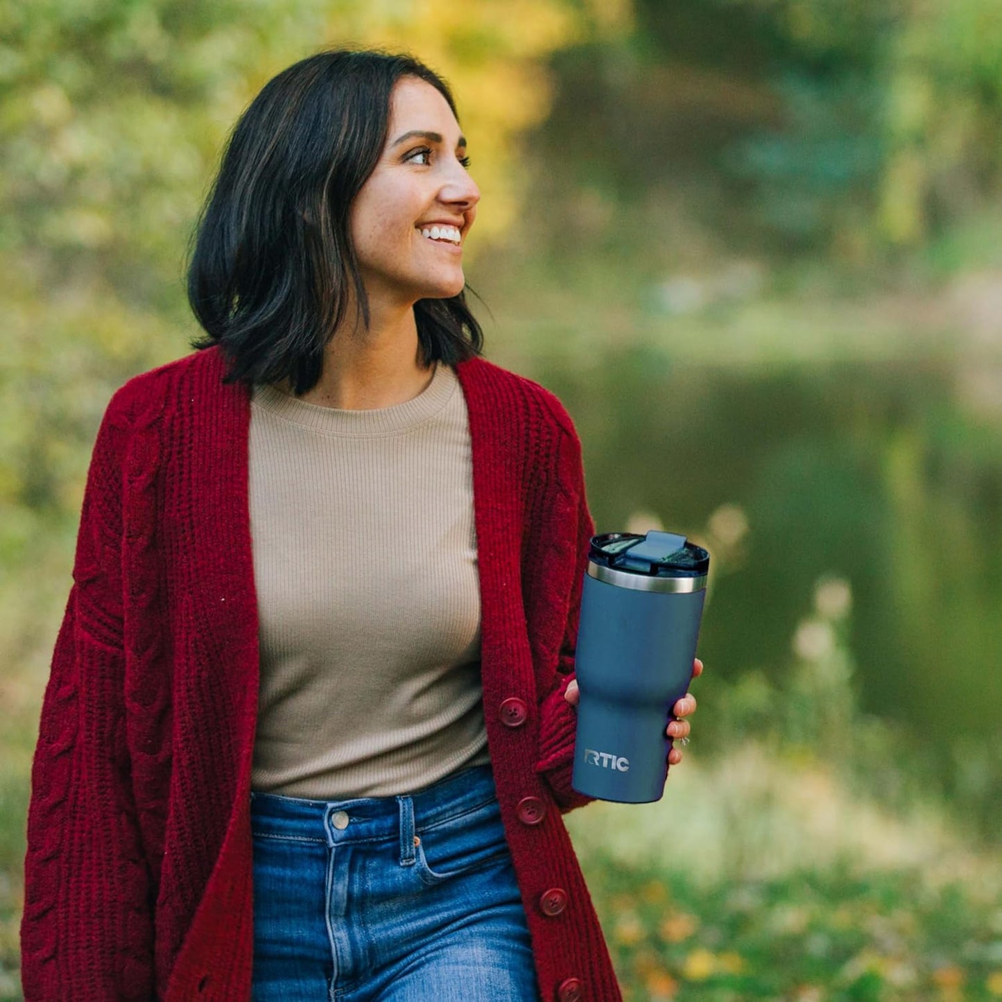 RTIC 30oz Essential Tumbler with Lid, Insulated, Stainless Steel, Metal, Double Wall Vacuum-Insulation, Ceramic Lined, Travel Cup for Iced Coffee, Tea, Hot and Cold Drink, Sunlight Glitter