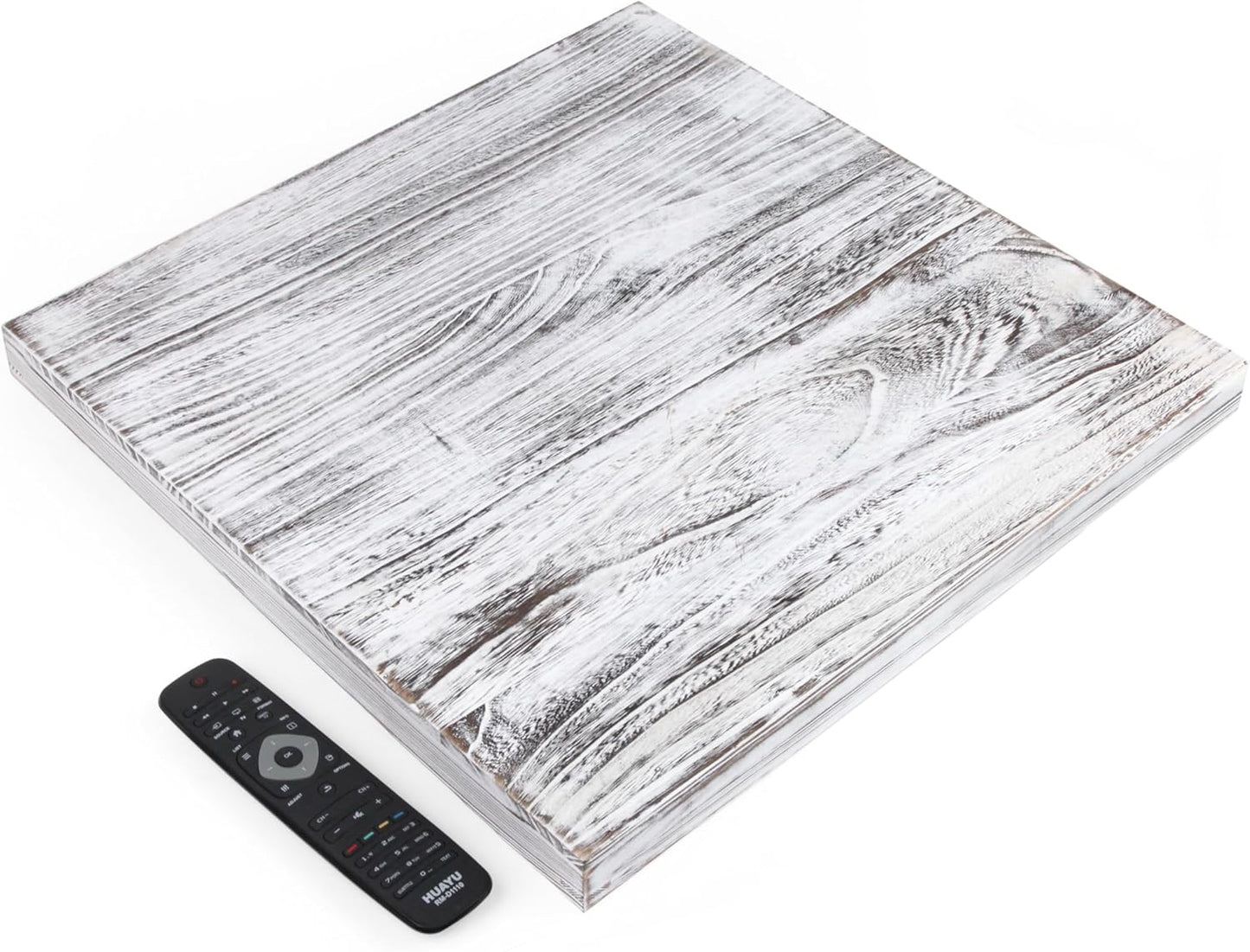 Extra Large Square Ottoman Table Tray 20" - Rustic Wooden Serving Tray for Farmhouse Decorative Oversized Coffee Table Trays Living Room Kitchen Counter Breakfast White