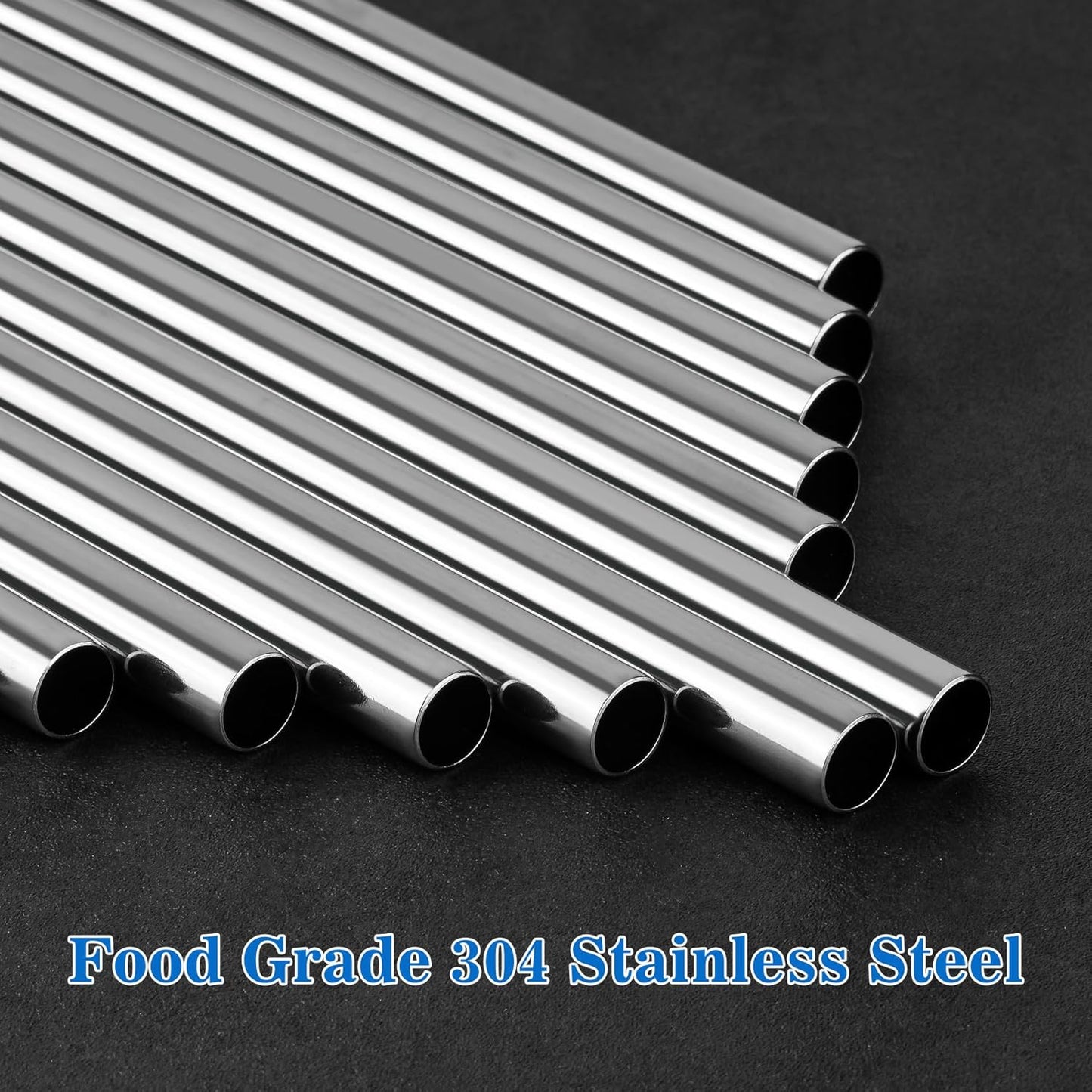 Tomorotec 8-Pack Bent Stainless Steel Straws for 40oz Stanley Tumblers, 12" Metal Straws for Stanley Cup with 1 Brush, Reusable Drinking Straws for Smoothies, Milkshakes, Dishwasher Safe (Silver)