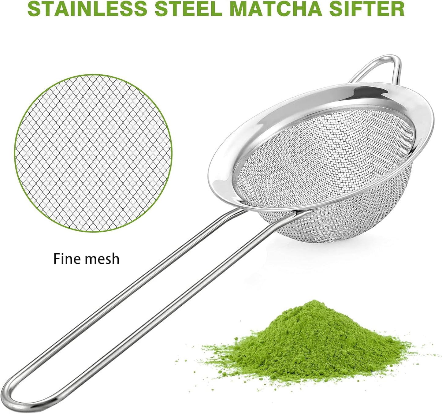 Matcha Whisk Set – 5 PCS Complete Ceremonial Grade Matcha Set, Premium Japanese Matcha Kit with Bamboo Whisk for Matcha Tea, Matcha Bowl, Scoop, Sifter, and Ceramic Holder