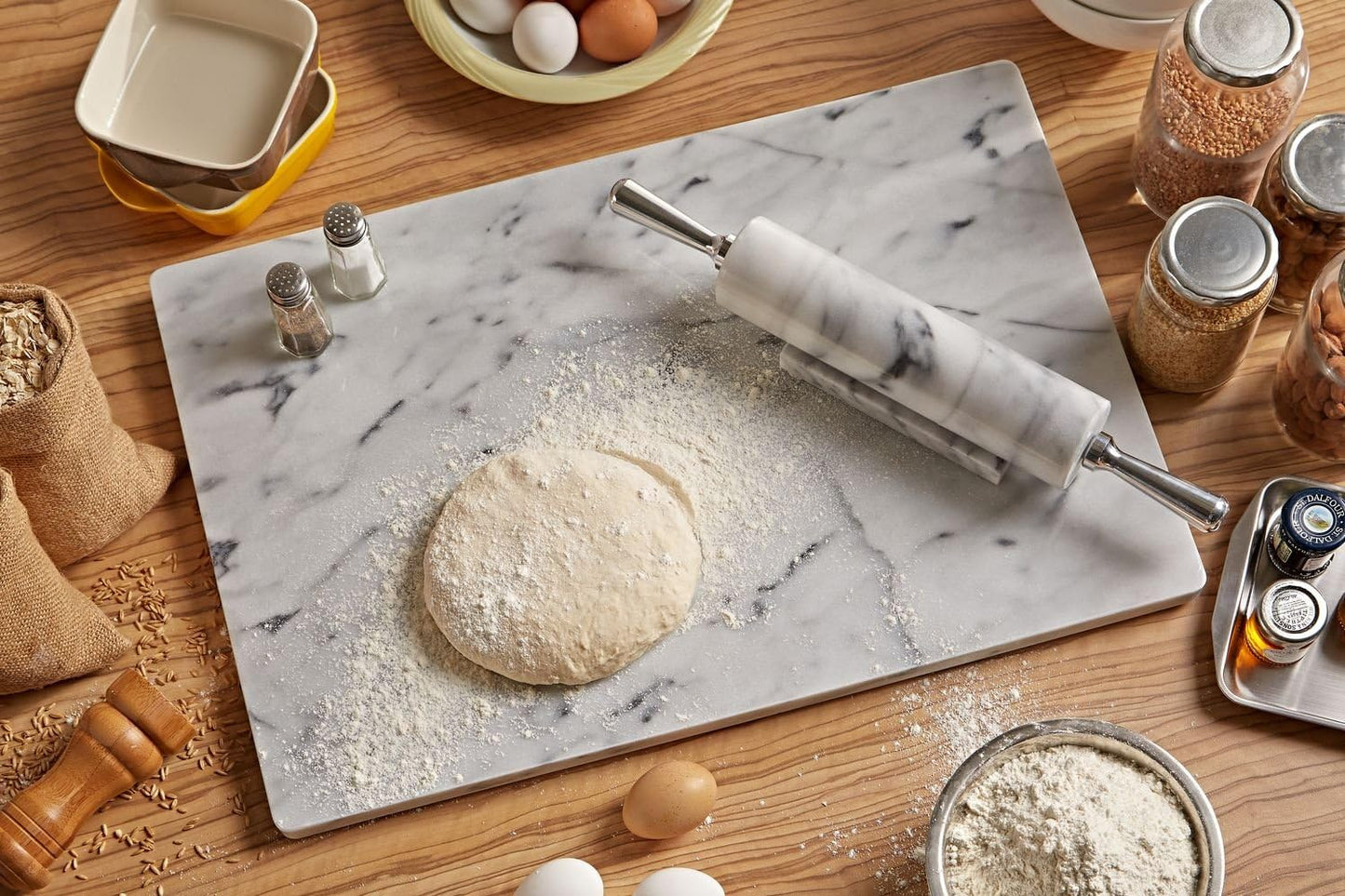 JEmarble Pastry Board 16x20 inch with Non-Slip Rubber Feets for Stability Perfect for Keep the Dough Cool and Chocolate Tempering(Premium Quality)