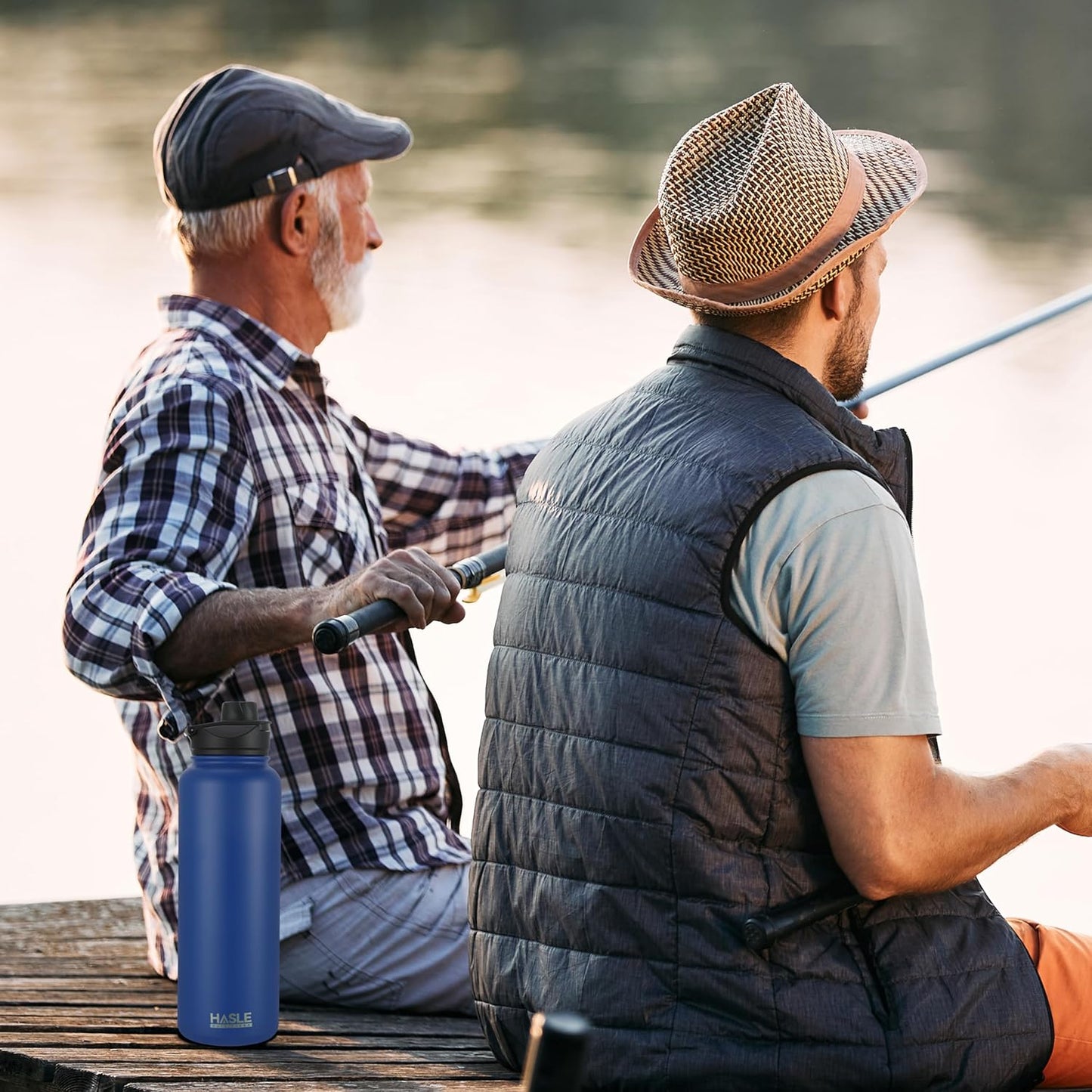 HASLE OUTFITTERS 40oz Stainless Steel Water Bottle, Vacuum Insulated Double Walled Leak Proof Sports Water Bottle with 2 Lids (Straw and Spout Lid) Keep Cold and Hot(Royal Blue,1)