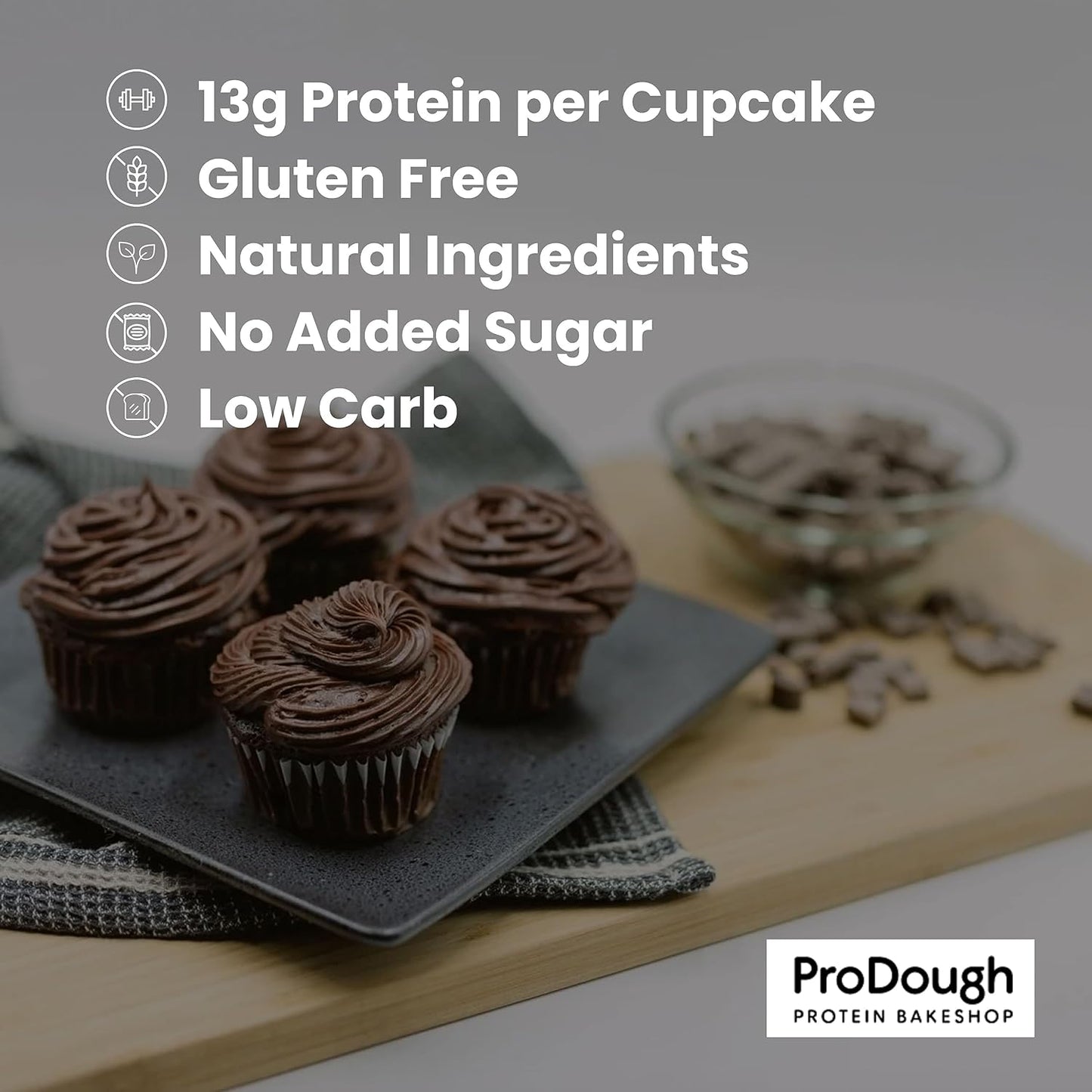 ProDough High Protein- Gluten Free Cupcake Mix, Low Carb, 13g of Protein per Cupcake, No Added Sugars, Keto Friendly, Makes 12, Healthy Dessert (Vanilla)