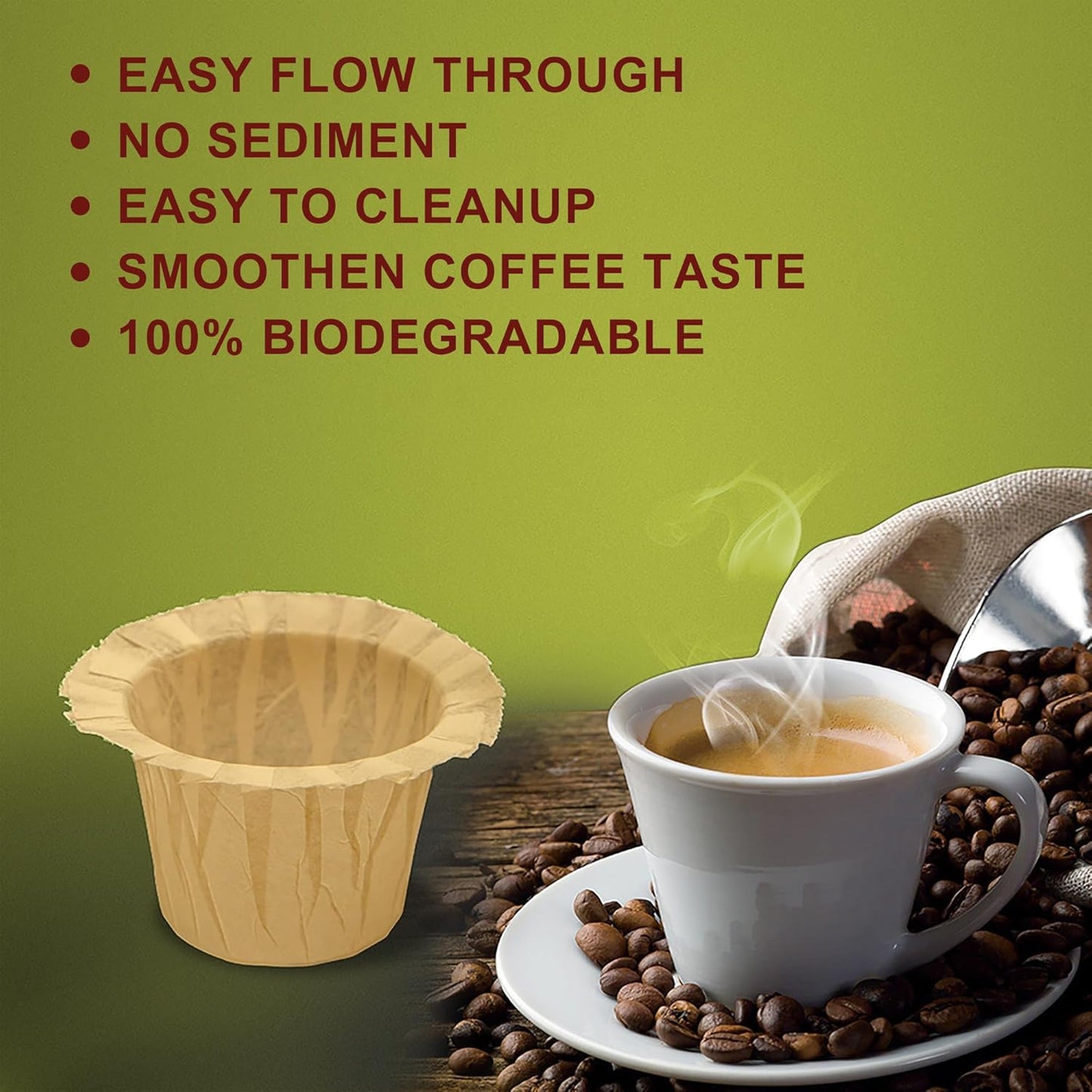 2 Pack Reusable K Cups with 200 Count Natural Disposable Coffee Paper Filters, Compatible with Single Serve Coffee Pods Coffee Maker