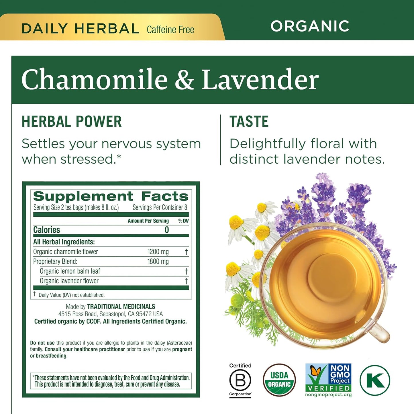 Traditional Medicinals Organic Herbal Tea Variety Pack for Stress and Sleep Support, 6 Flavors, Lavender, Chamomile, Lemon & Valerian Root, 96 Tea Bags, (6 Pack)